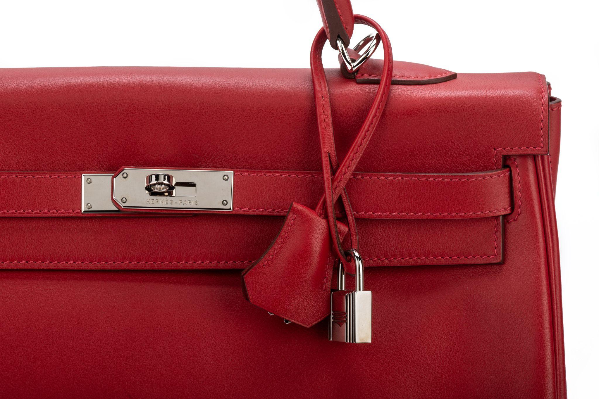 Red Hermes Kelly 35 Rouge Casaque Swift For Sale