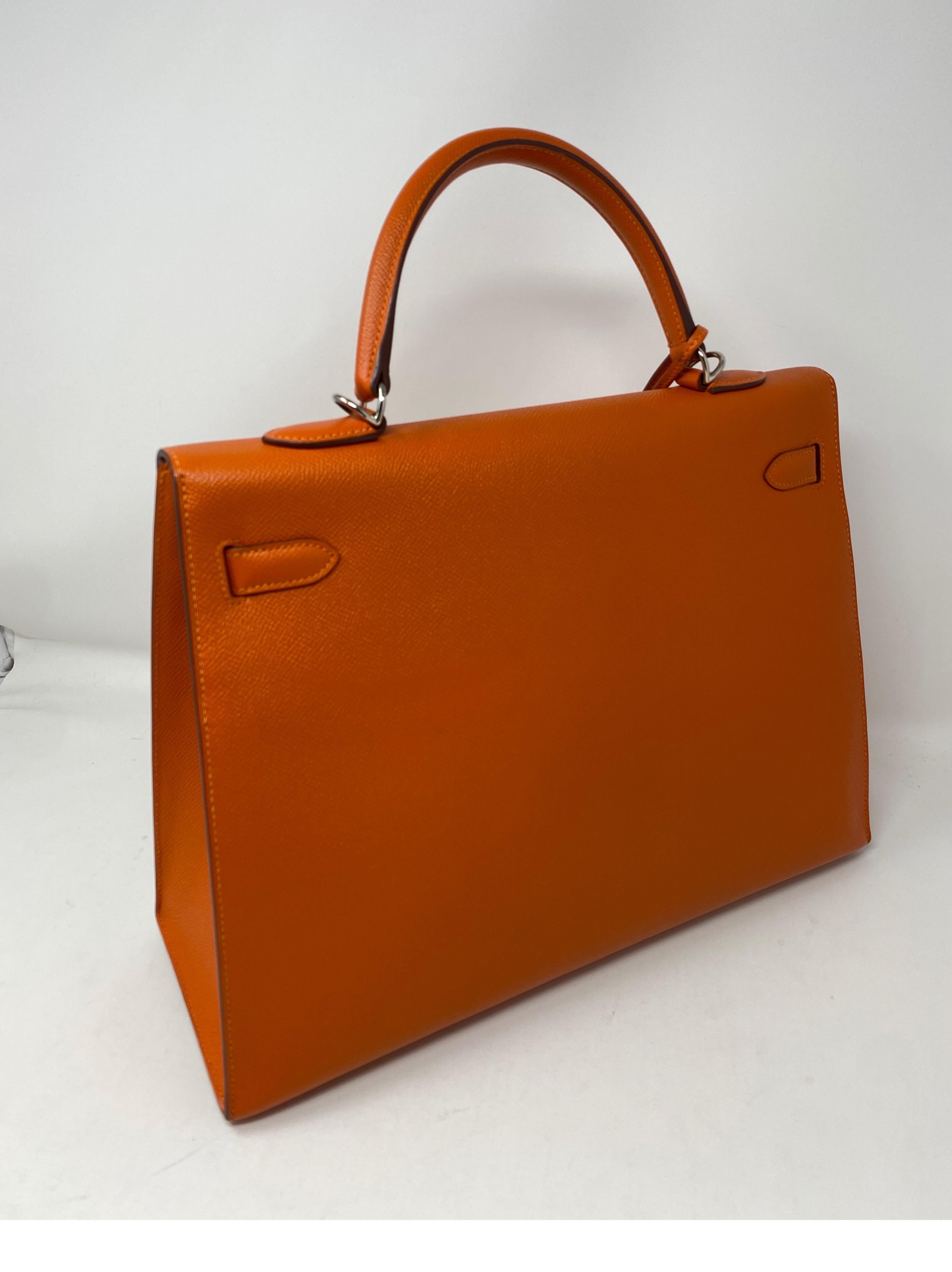 Women's or Men's Hermes Kelly 35 Sellier Feu Bag 