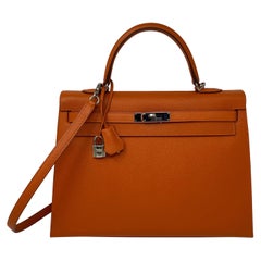 Hermes Kelly 35 Sellier Feu Bag