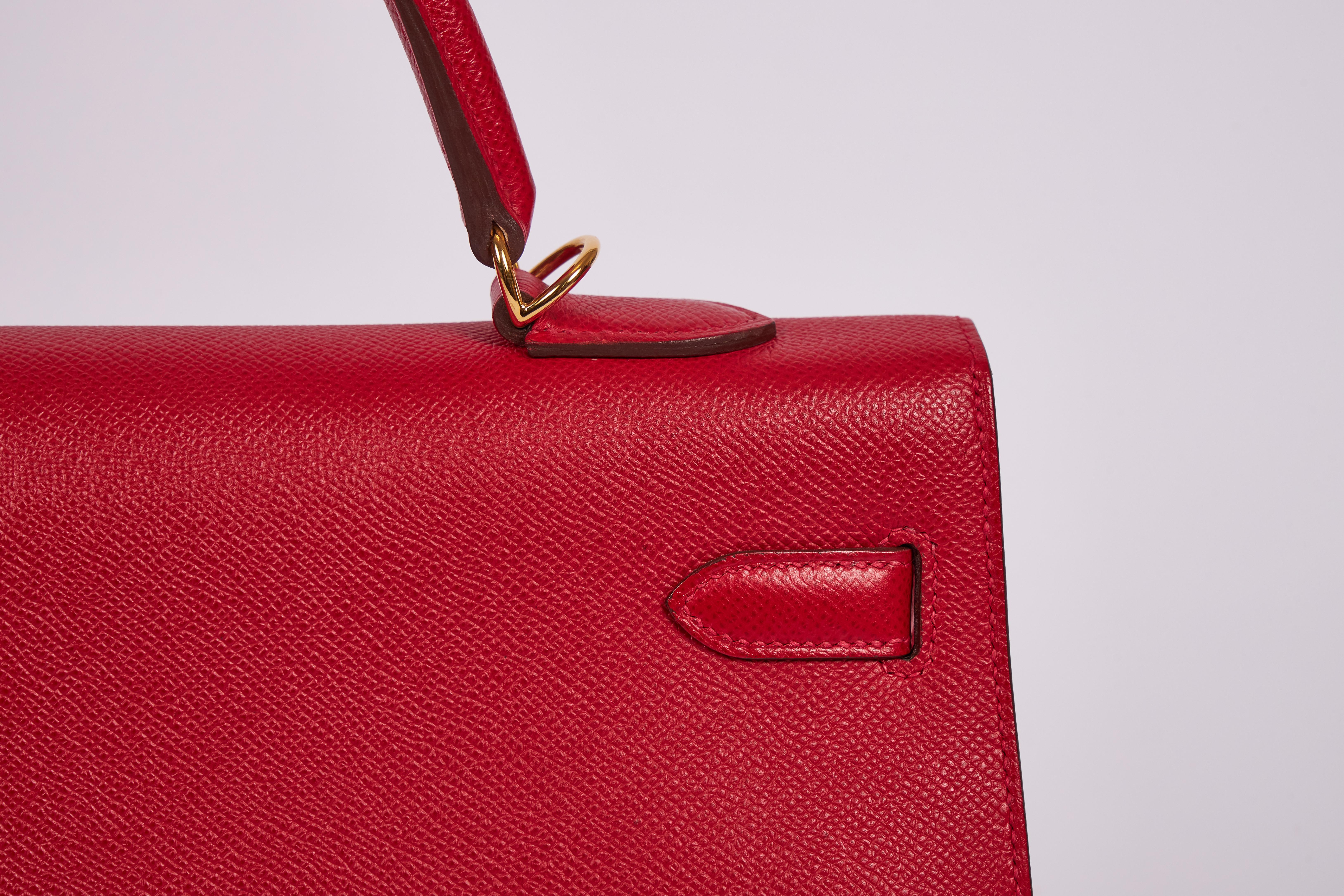 Hermes Kelly 35 Sellier Rouge Casaque In Excellent Condition In West Hollywood, CA