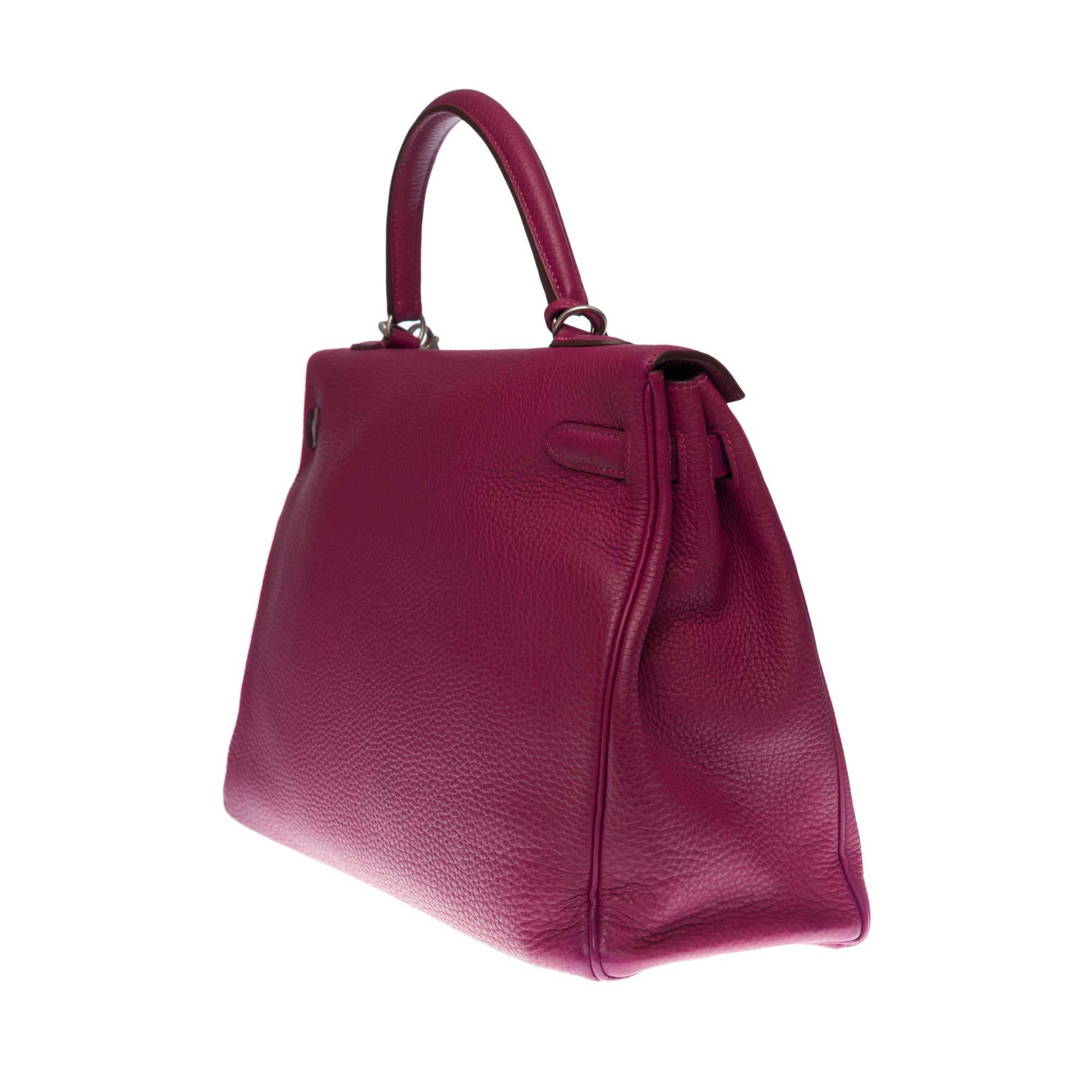 Hermès Kelly 35 sellier Special Order (HSS) in Pink and Grey Togo leather, BSHW In Excellent Condition In Paris, IDF