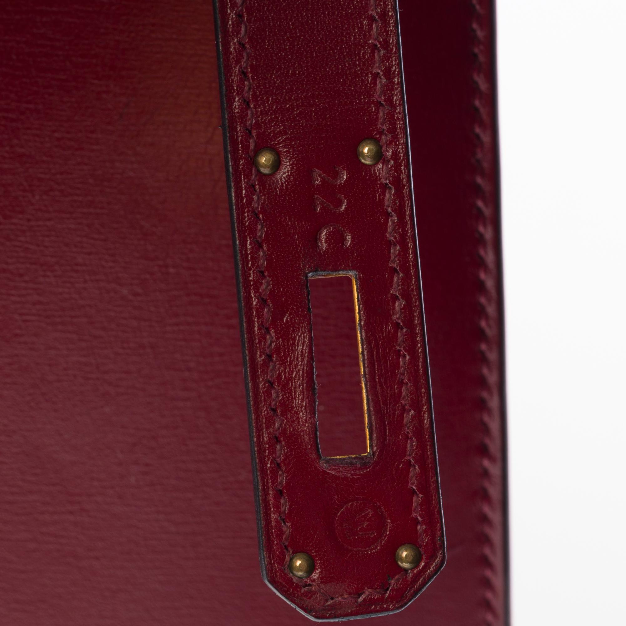 Hermès Kelly 35 sellier strap shoulder bag in burgundy calf leather, GHW 1