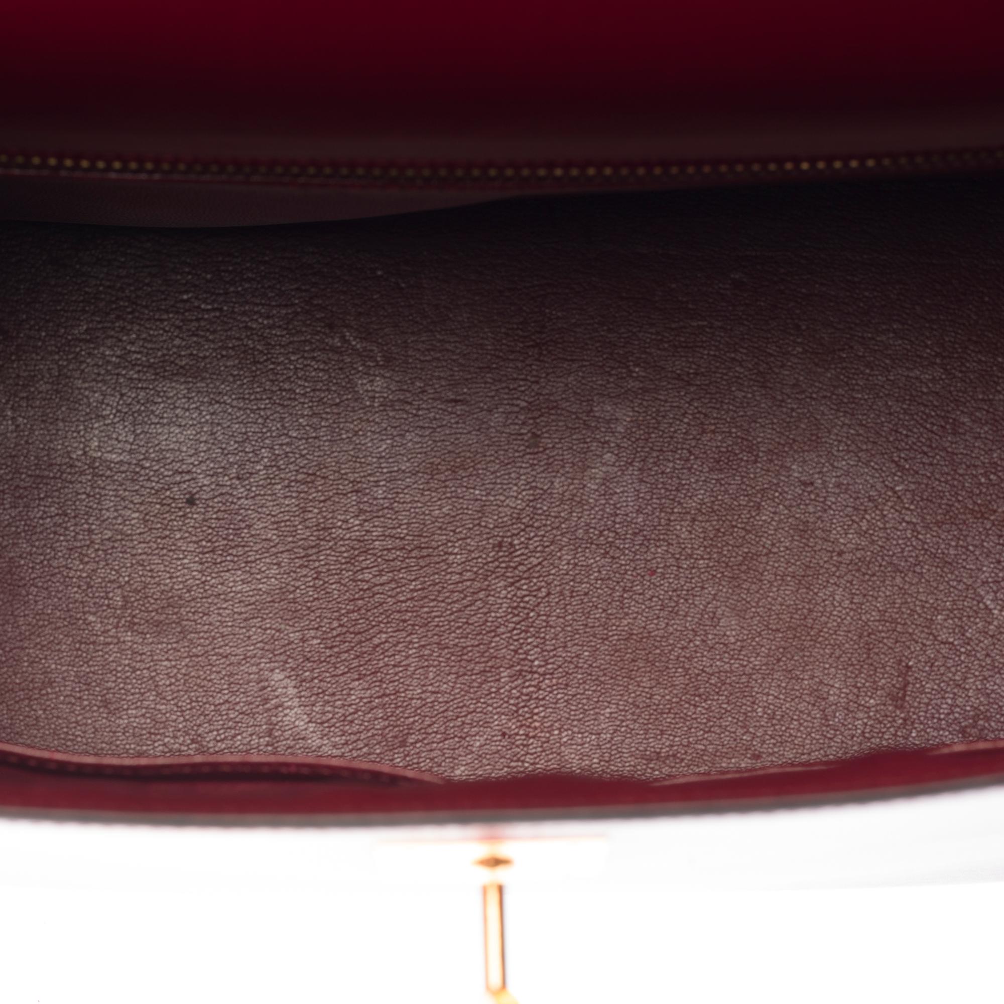 Hermès Kelly 35 sellier strap shoulder bag in burgundy calf leather, GHW 2