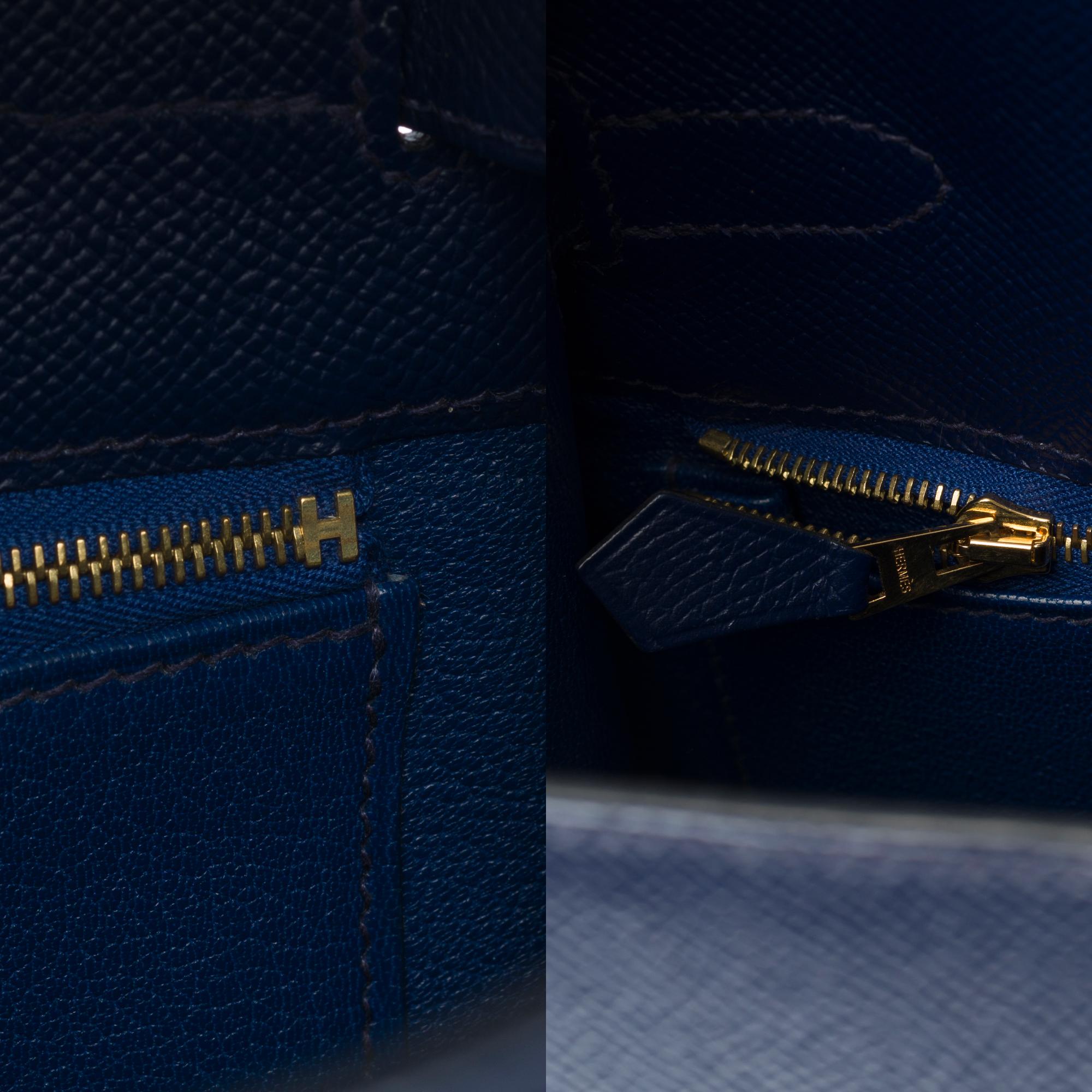 Hermès Kelly 35 sellier strap shoulder bag in epsom blue saphir leather, GHW 6