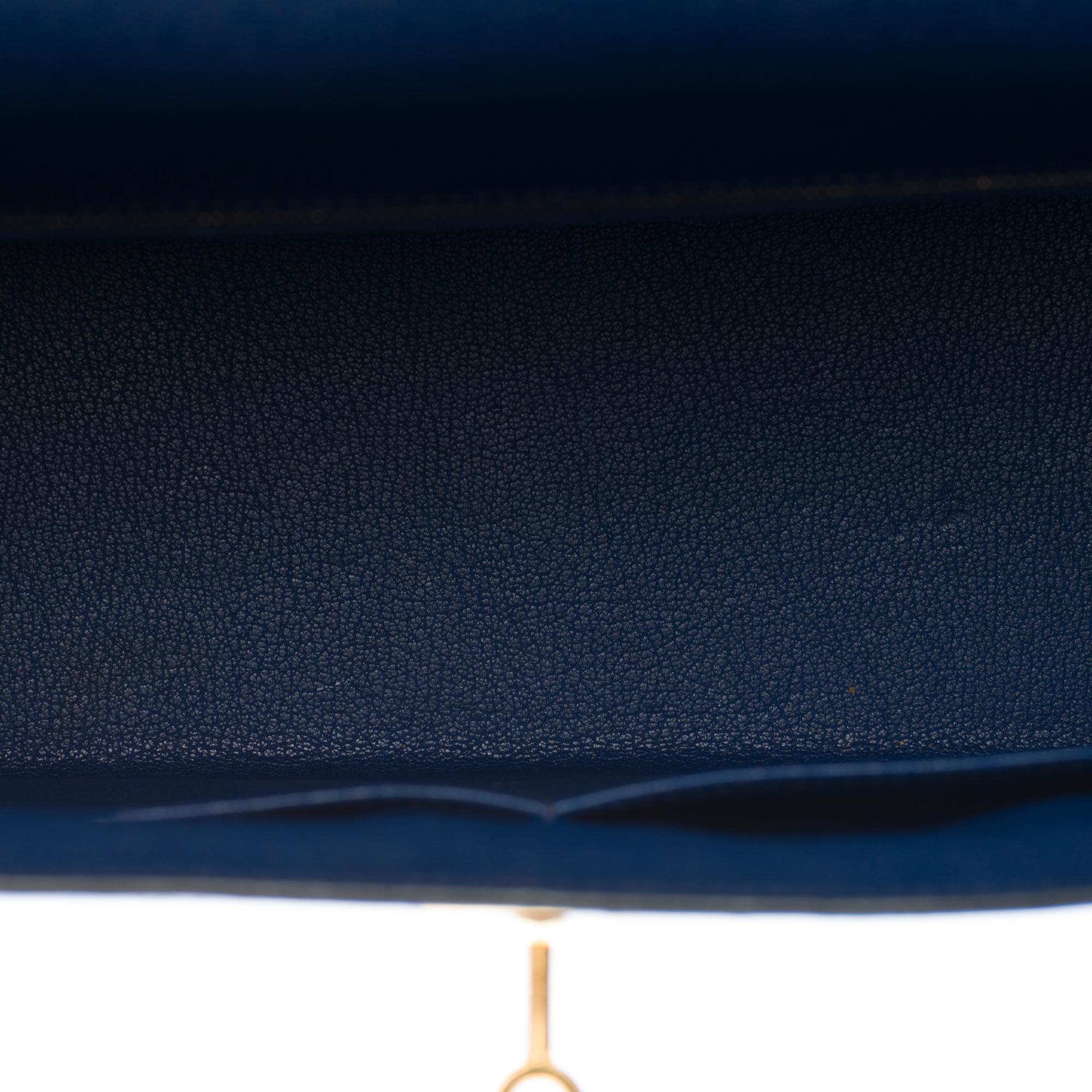 Hermès Kelly 35 sellier strap shoulder bag in epsom blue saphir leather, GHW 2