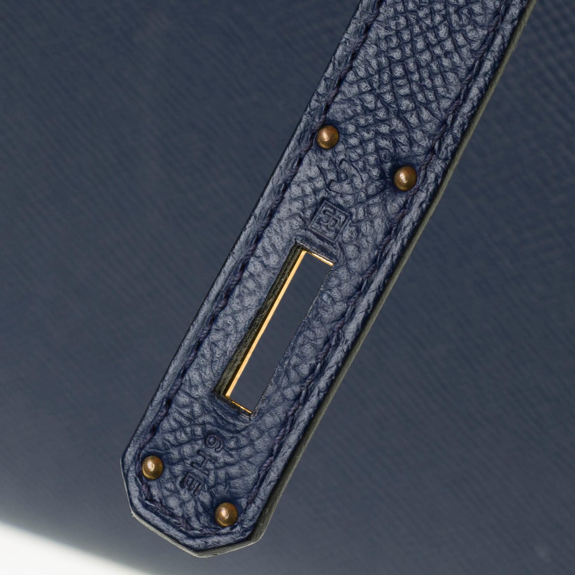 Hermès Kelly 35 sellier strap shoulder bag in epsom blue saphir, PHW 1