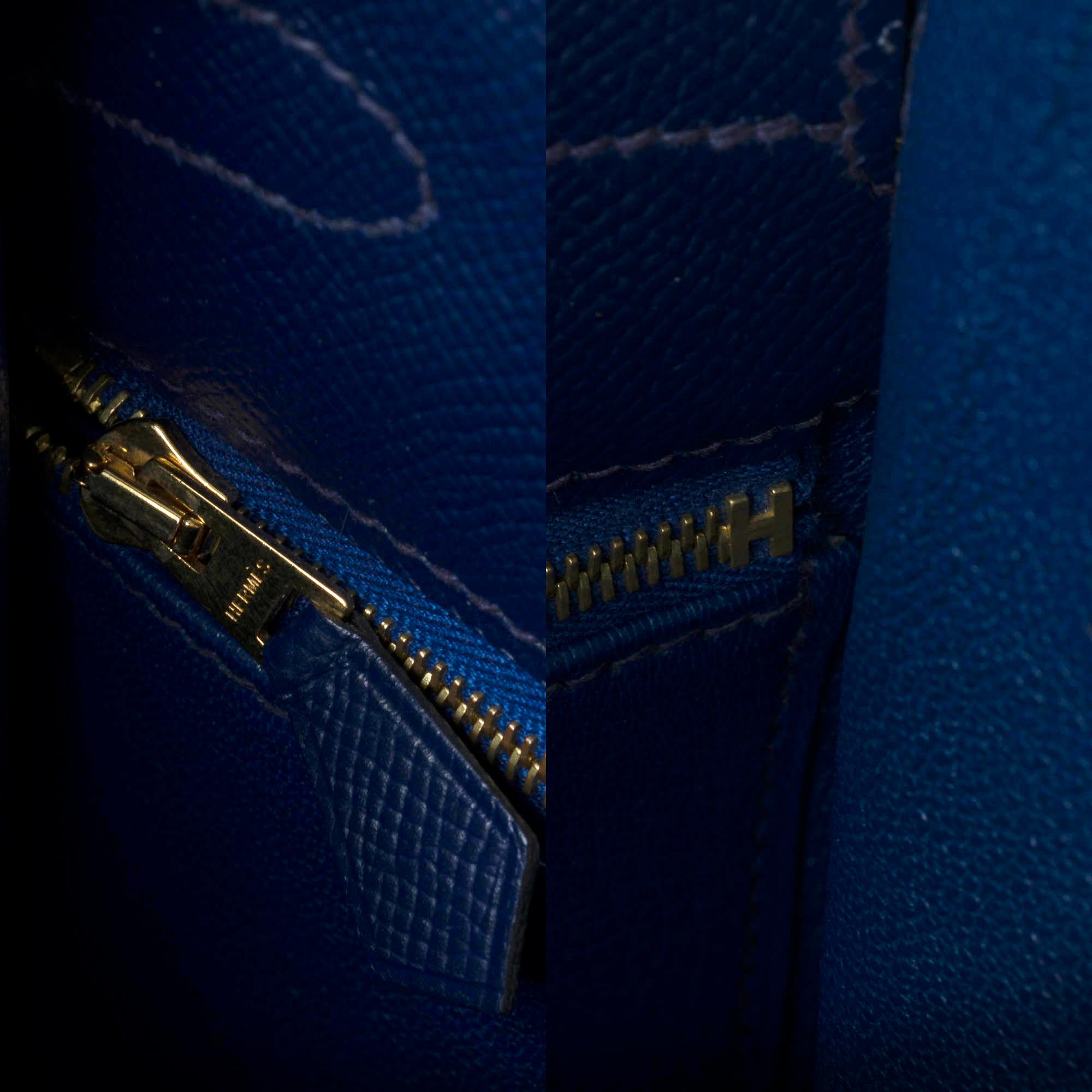 Hermès Kelly 35 sellier strap shoulder bag in epsom blue saphir, PHW 2