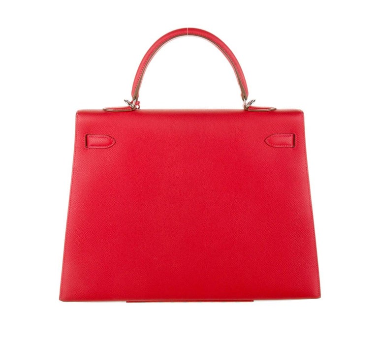 Hermes Kelly 35 Special Edition Red White Top Handle Satchel Shoulder ...