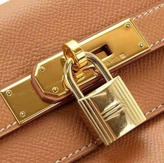 Hermes Kelly 35 Tan Leather Top Handle Satchel Shoulder Tote Bag