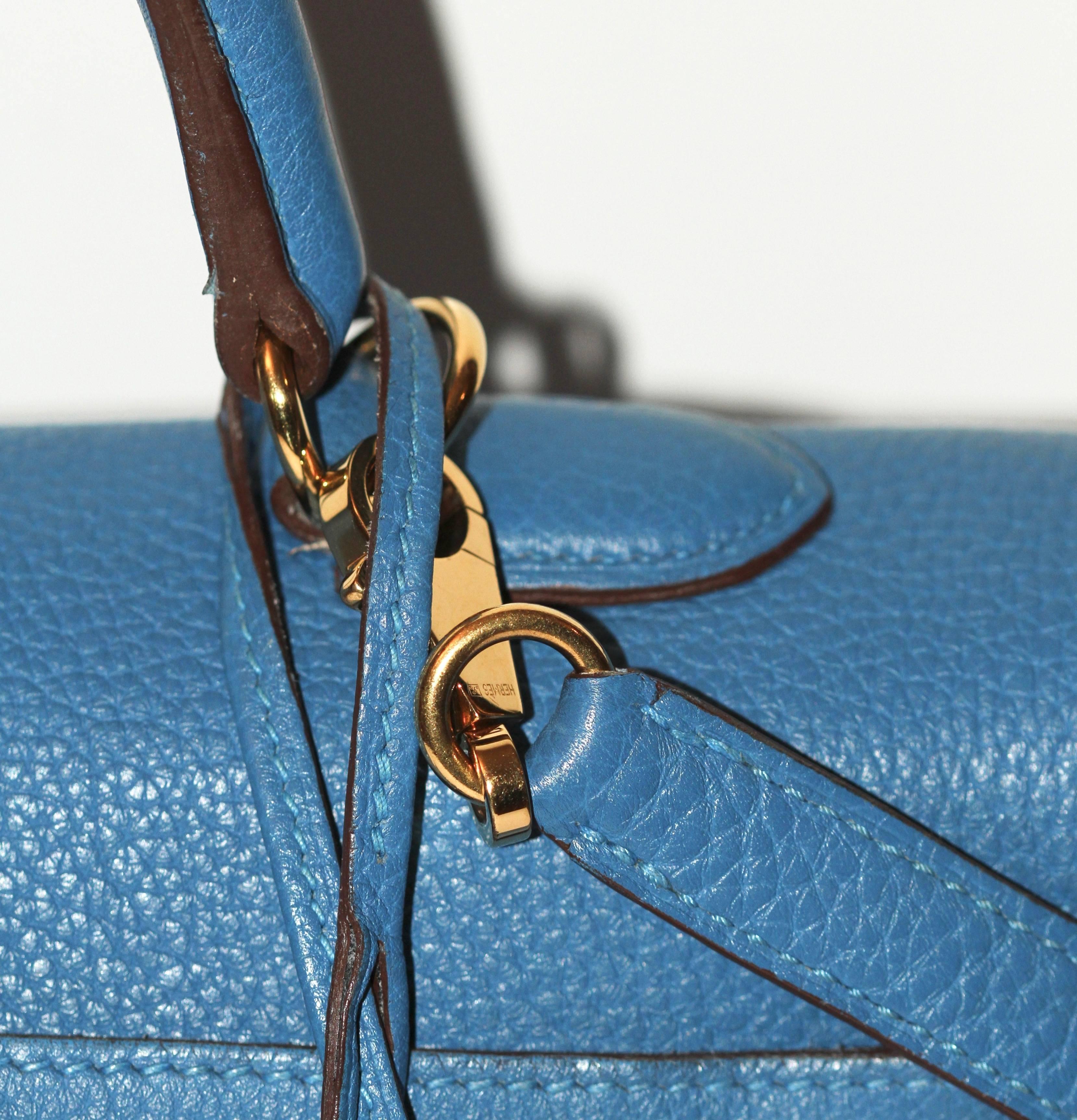 HERMES Kelly 35 Taurillon Clemence Blue Cobalt  3