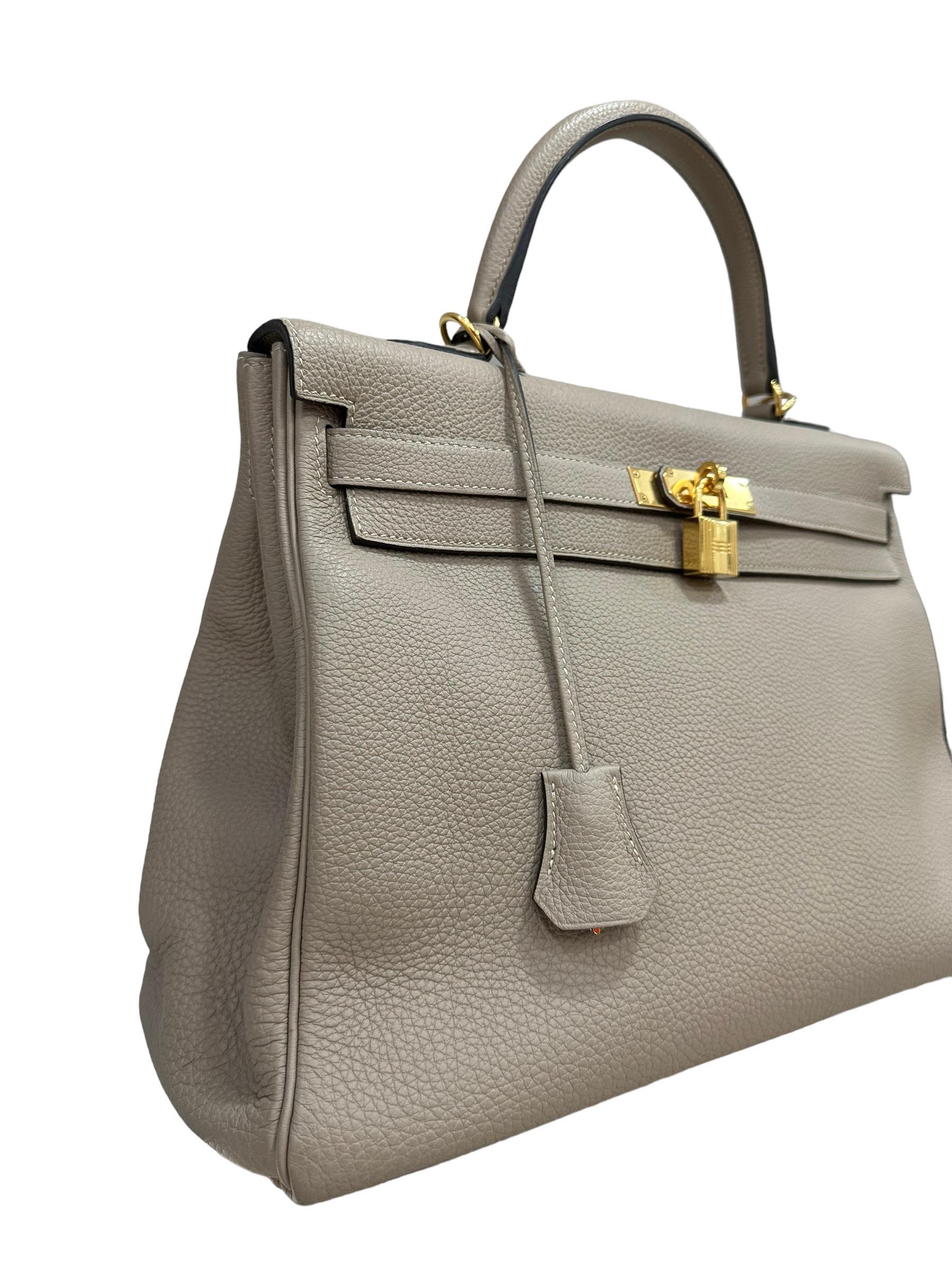 Hermès Kelly 35 Togo Gris Tourterelle In Good Condition For Sale In Torre Del Greco, IT