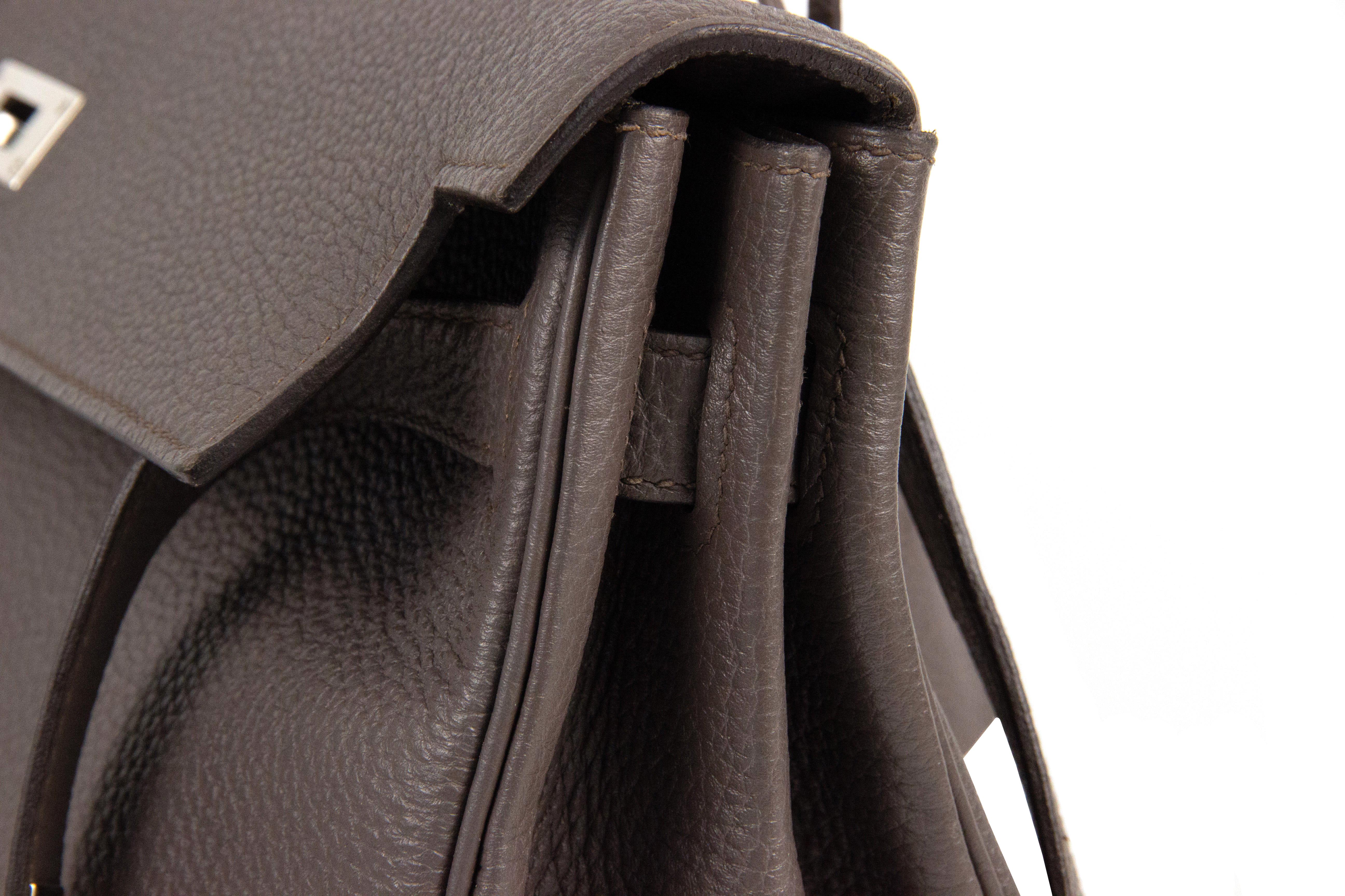 Hermes Kelly 35 Togo Leather Etain Retourne Gold Hardware Bag en vente 3