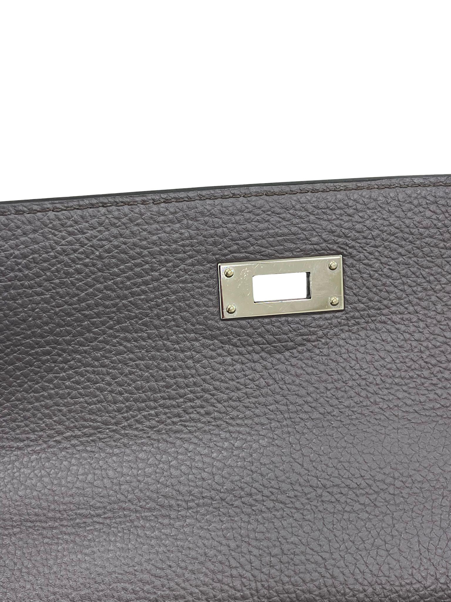 Hermes Kelly 35 Togo Leather Etain Retourne Palladium Hardware Bag For Sale 5