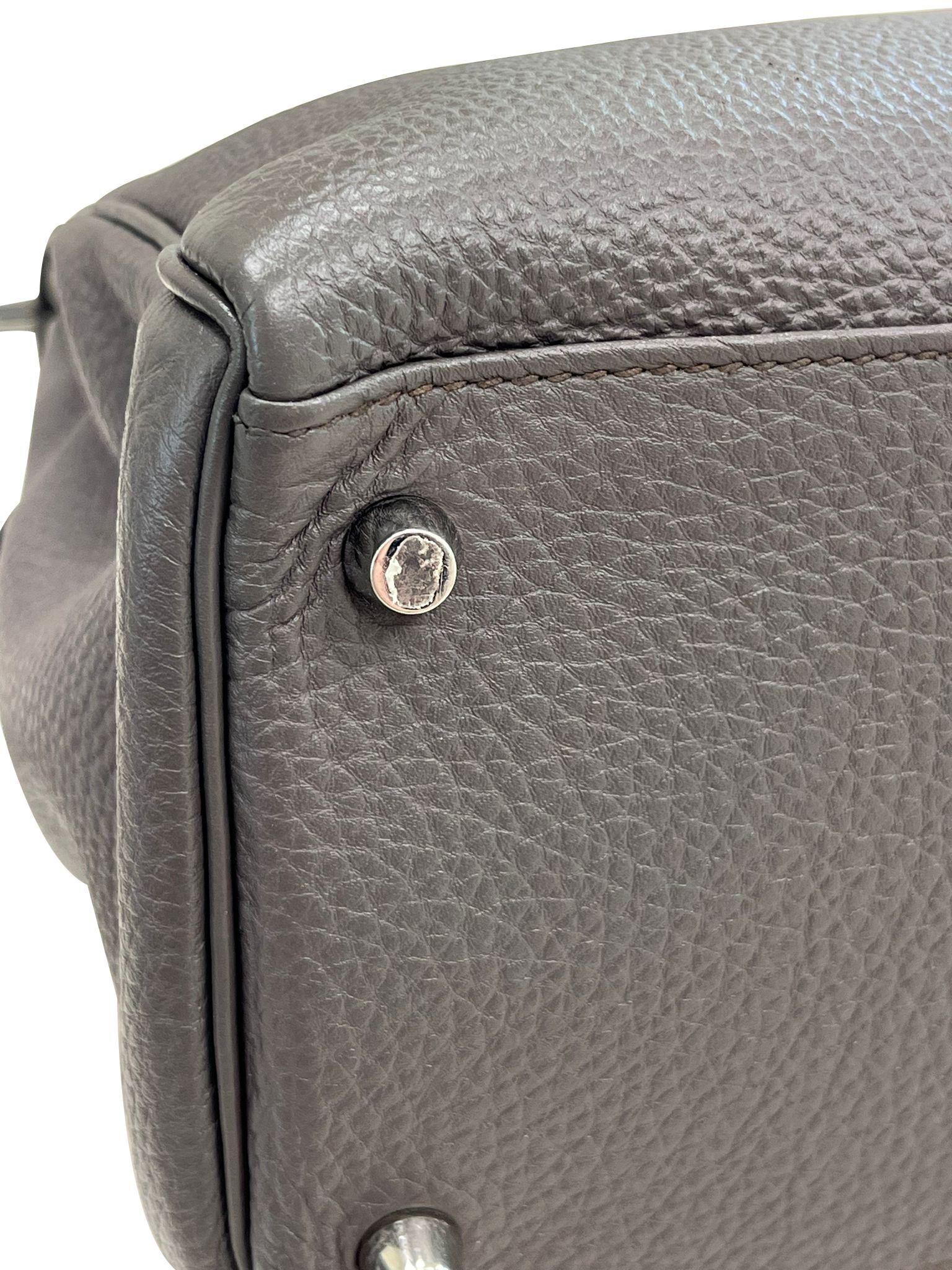 Hermes Kelly 35 Togo Leather Etain Retourne Palladium Hardware Bag For Sale 12