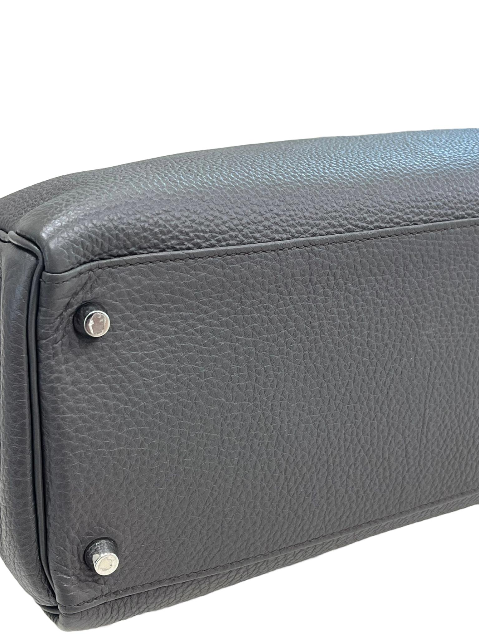 Hermes Kelly 35 Togo Leather Etain Retourne Palladium Hardware Bag For Sale 13