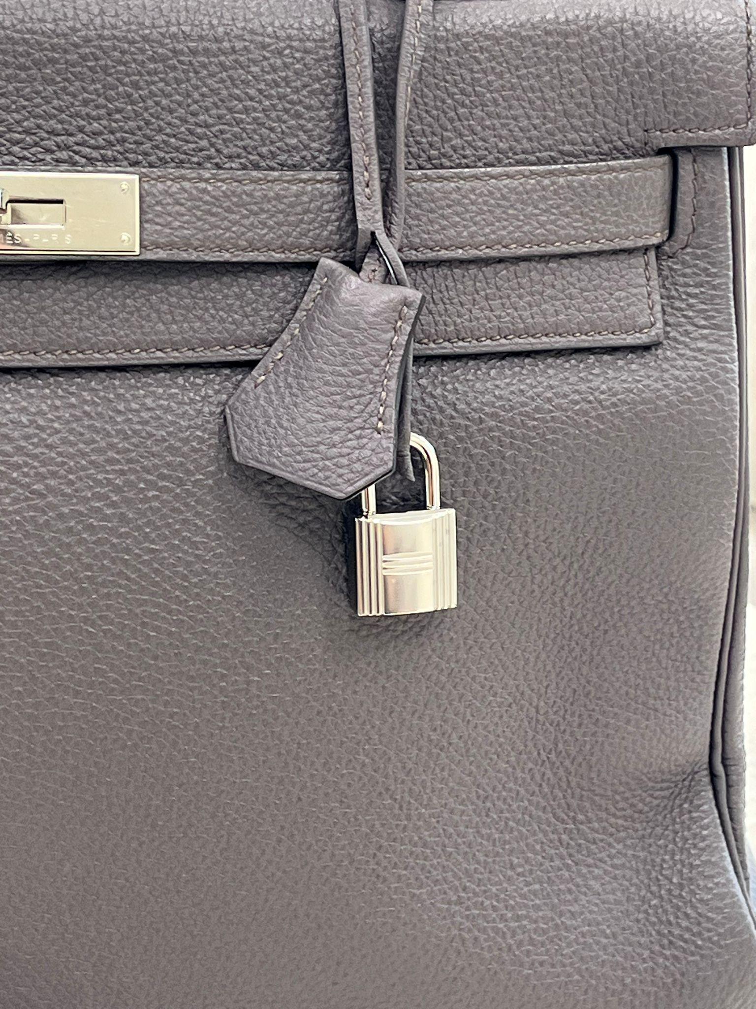 Hermes Kelly 35 Togo Leather Etain Retourne Palladium Hardware Bag For Sale 2