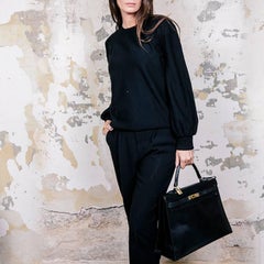 HERMES 'Kelly 35' Vintage Bag in Black Box Leather
