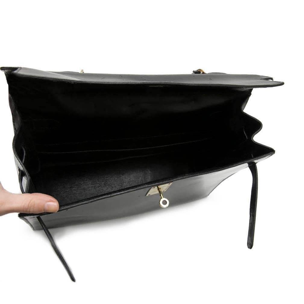 HERMES 'Kelly 35' Vintage Bag in Black Box Leather 1