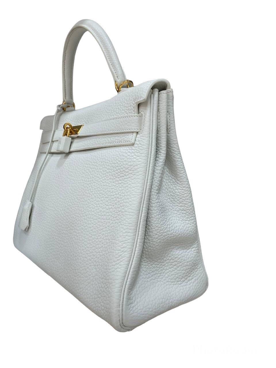Hermes Kelly 35 White Togo Top Handle Bag 2
