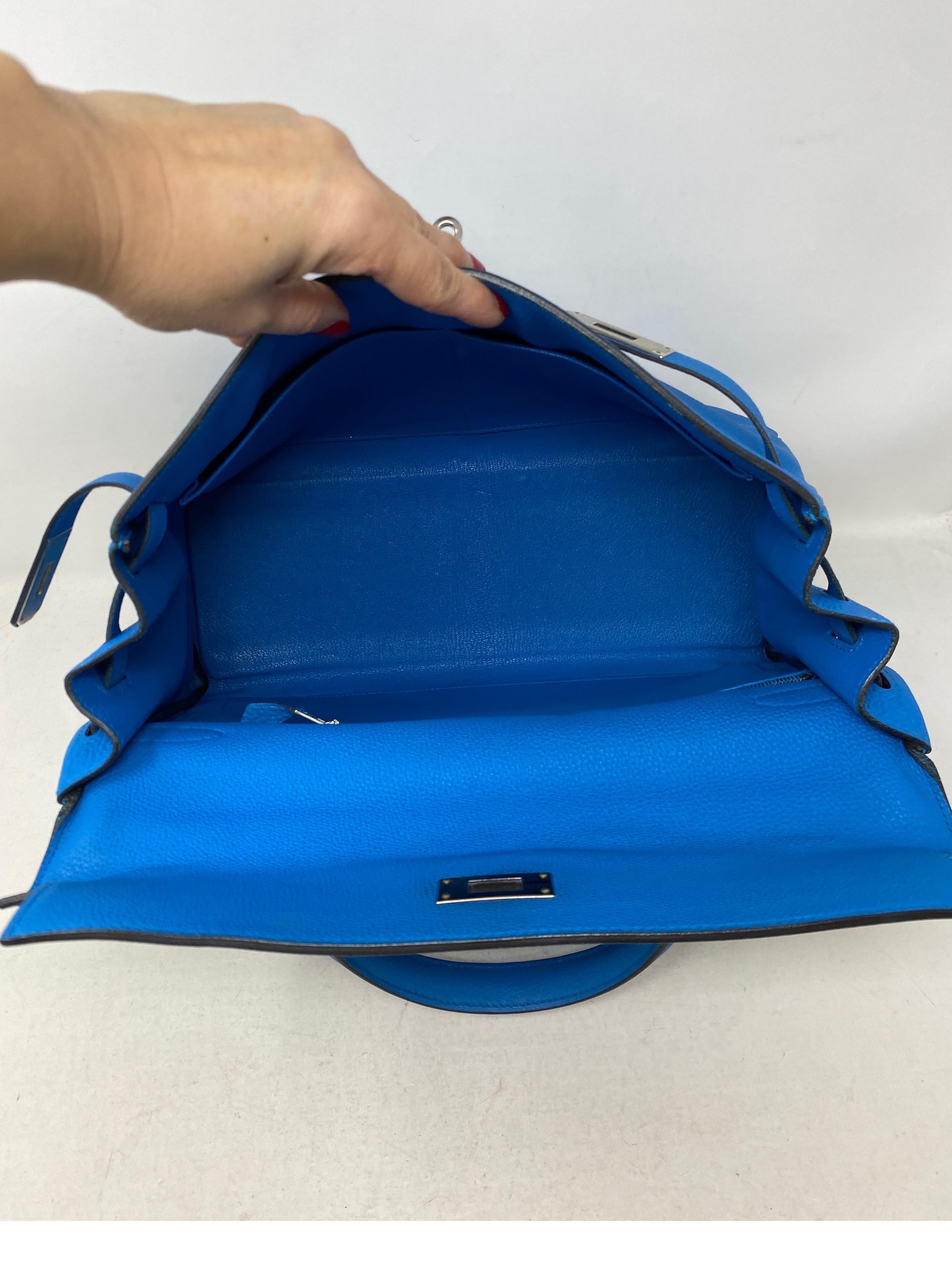 Hermes Kelly 35 Zanzibar Blue Bag  5