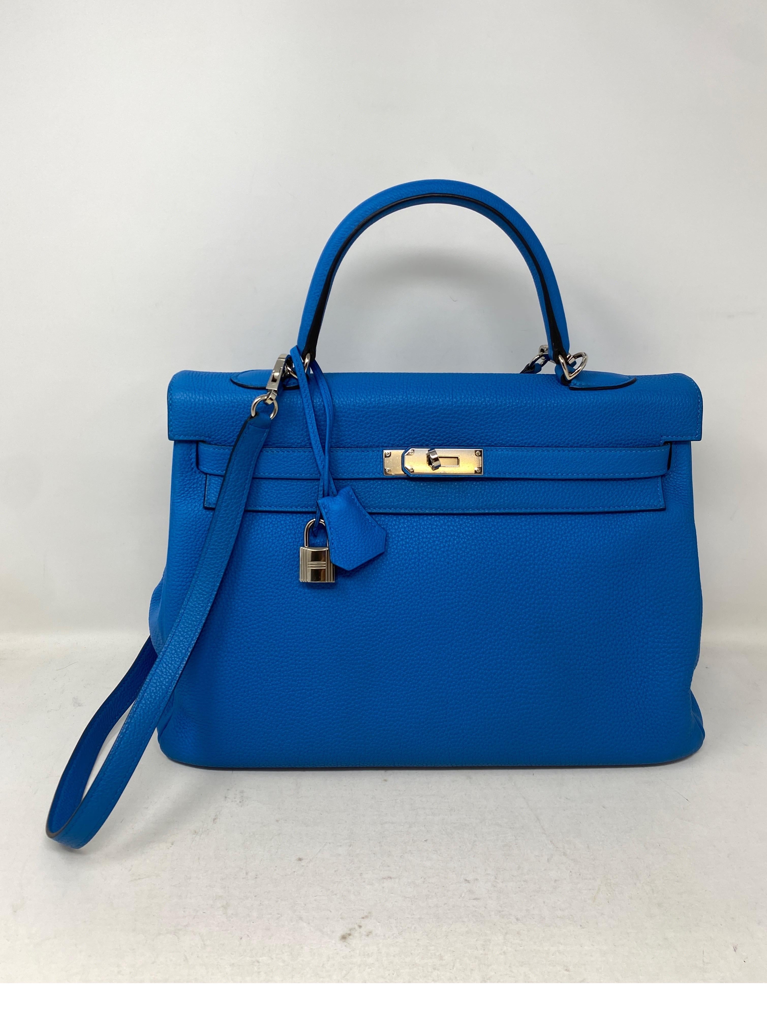Hermes Kelly 35 Zanzibar Blue Bag  9