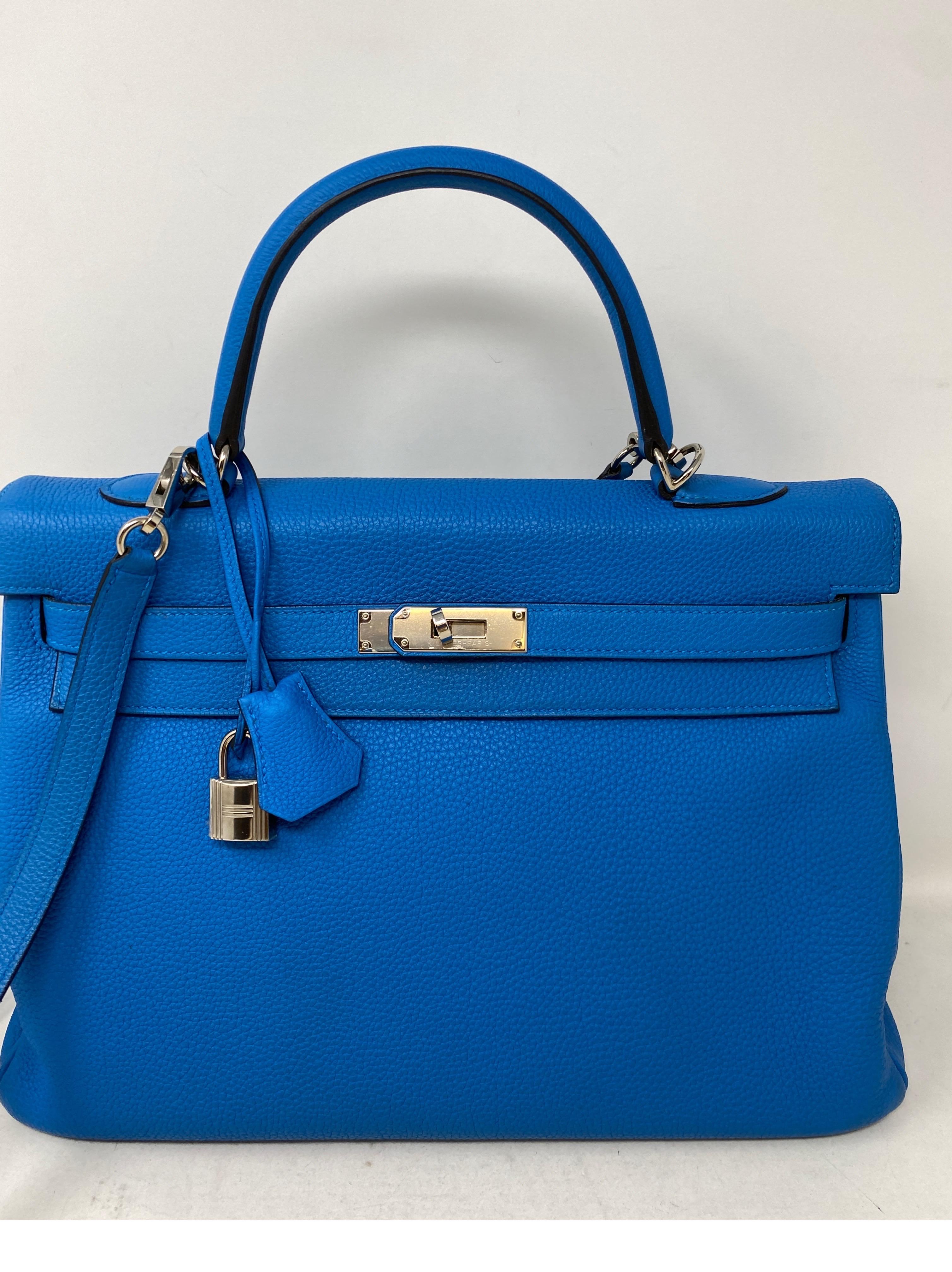 Hermes Kelly 35 Zanzibar Blue Bag  10