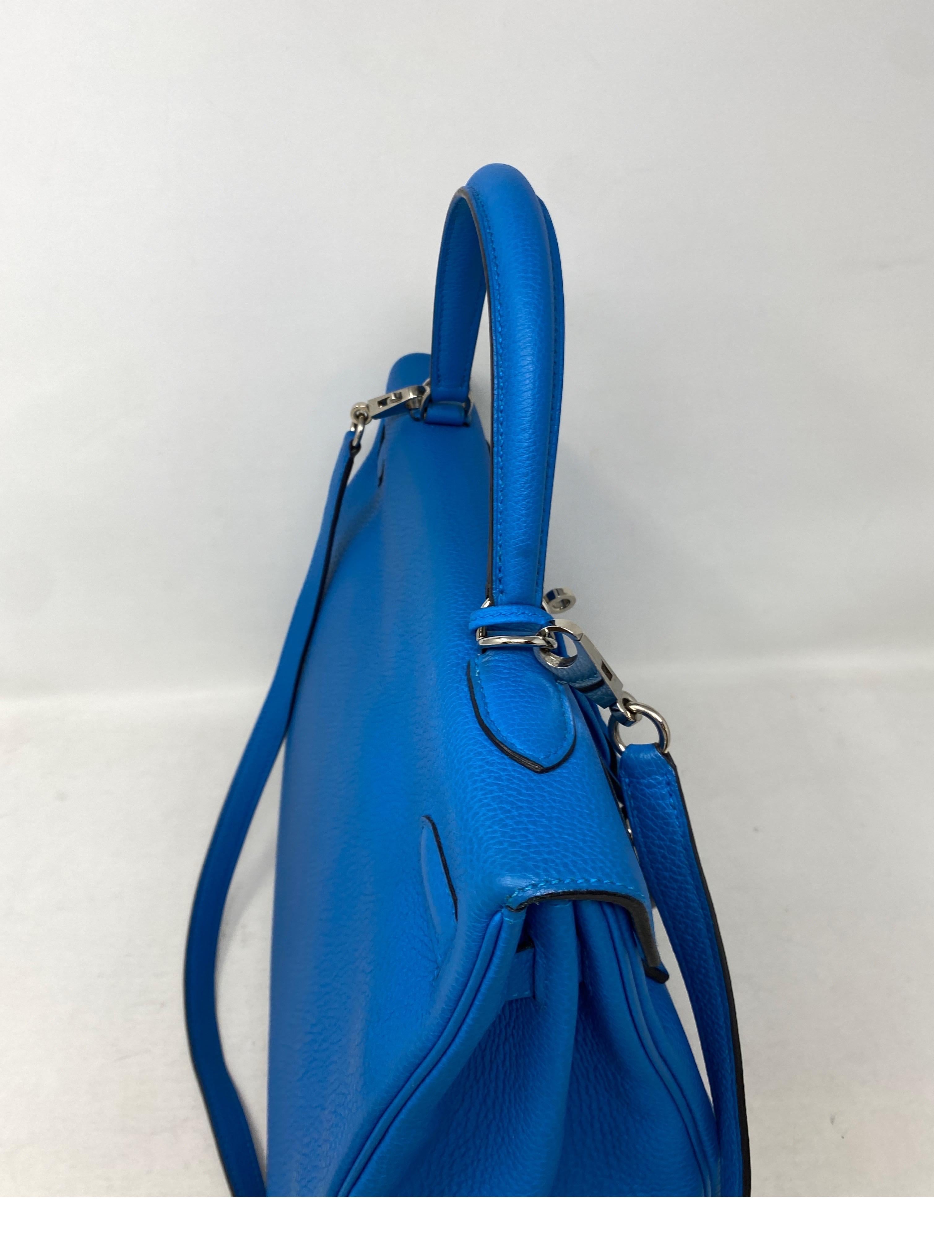Hermes Kelly 35 Zanzibar Blue Bag  12