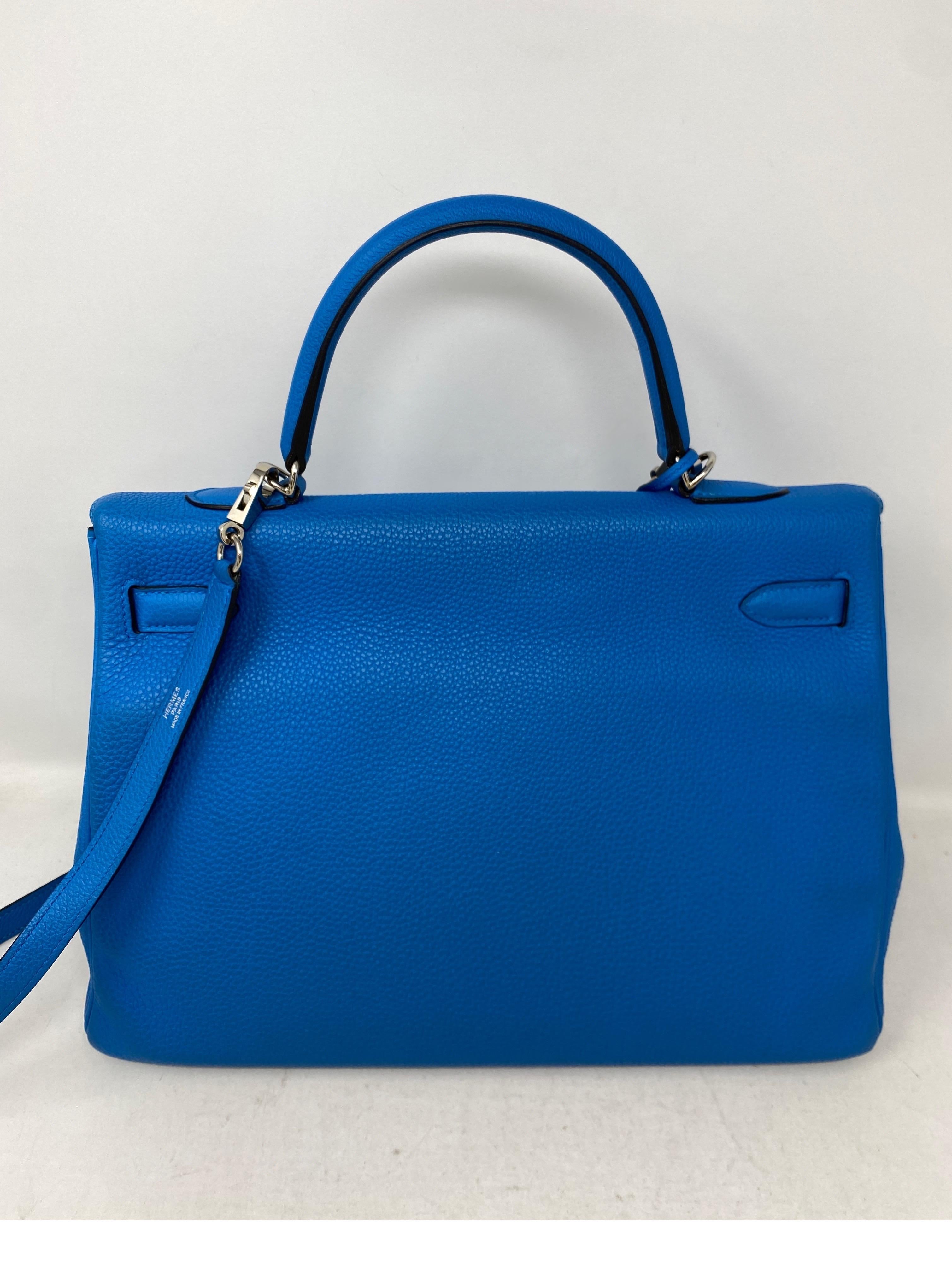 Hermes Kelly 35 Zanzibar Blue Bag  13