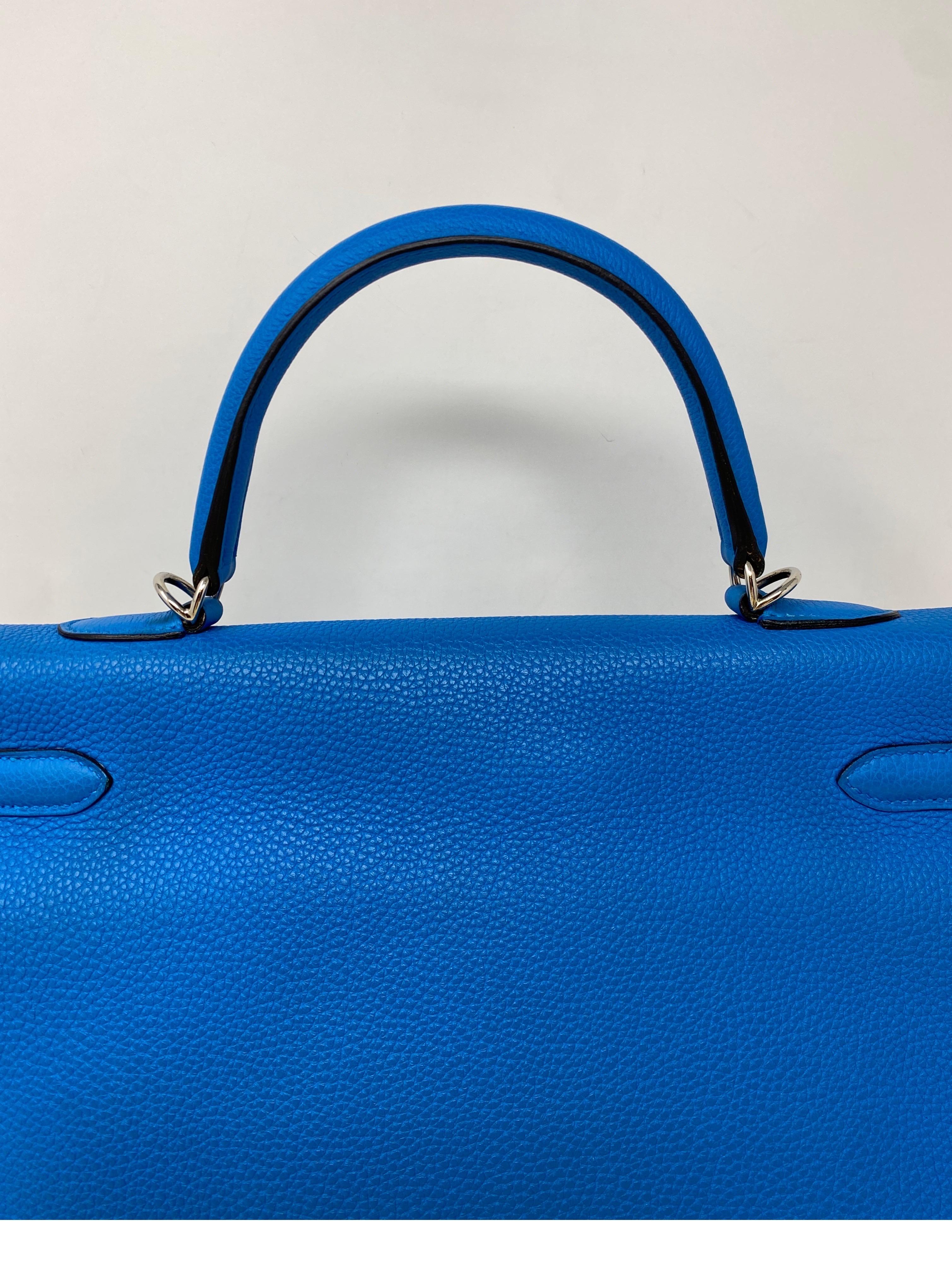 Women's or Men's Hermes Kelly 35 Zanzibar Blue Bag 