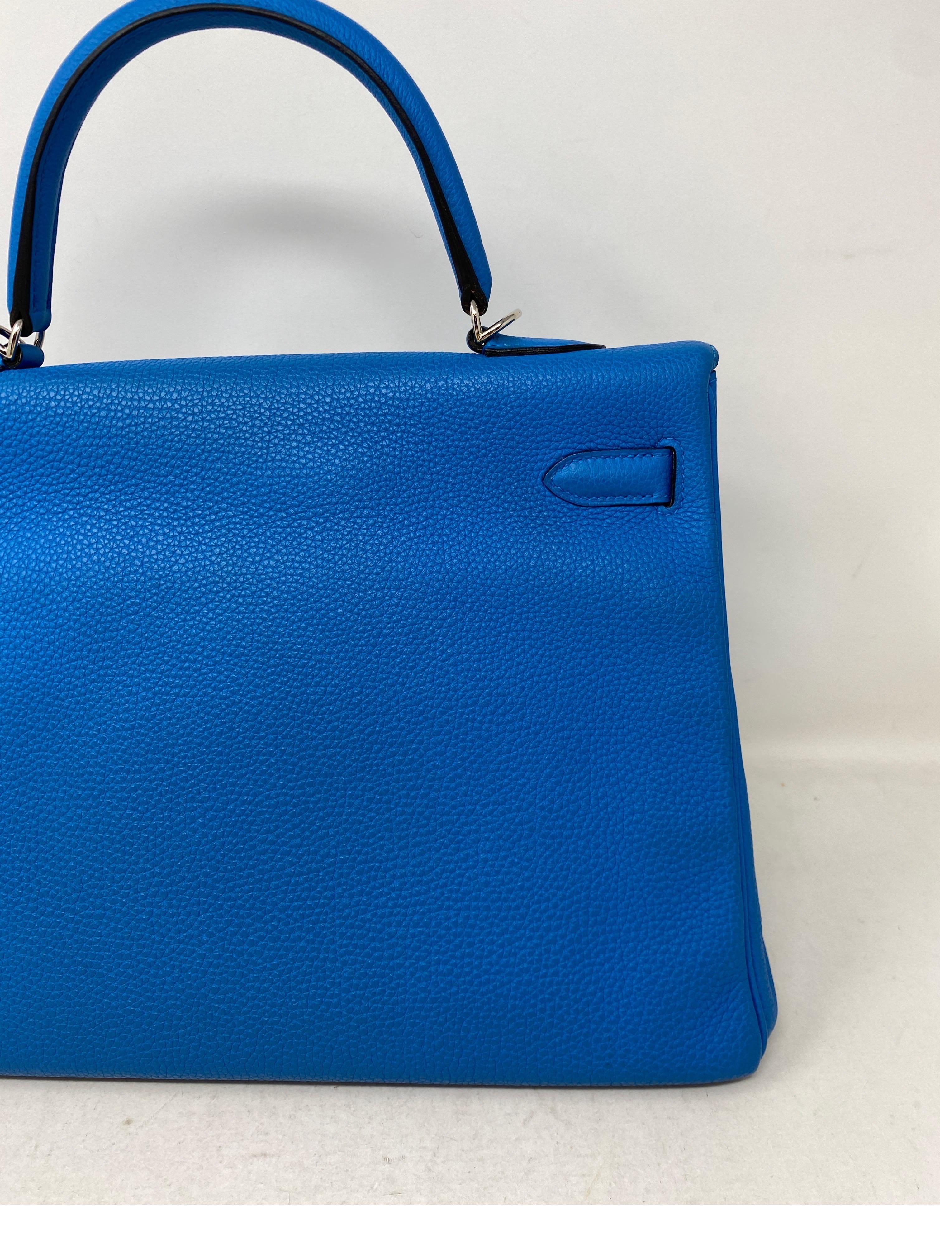 Hermes Kelly 35 Zanzibar Blue Bag  1