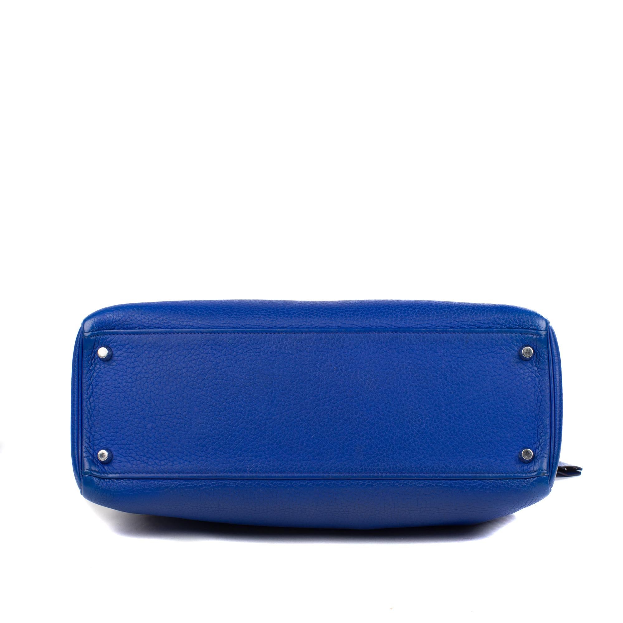 Hermes Kelly 35cm Blue Taurillon Clemence PHW O stamp Handbag 3