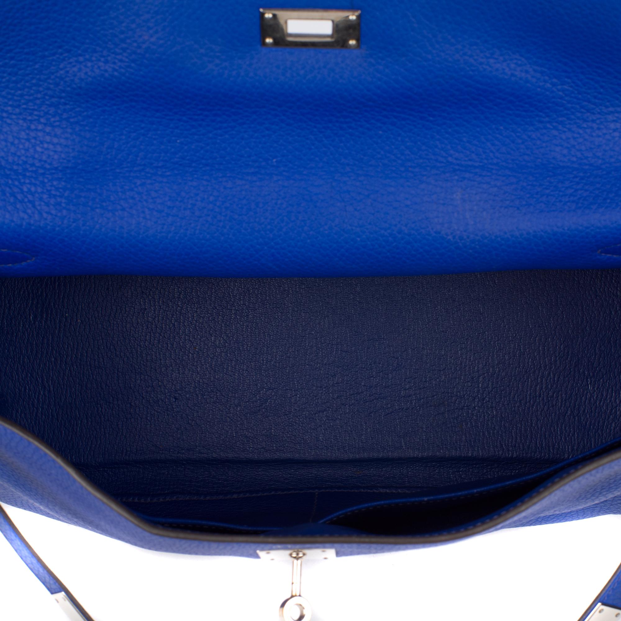 Hermes Kelly 35cm Blue Taurillon Clemence PHW O stamp Handbag 4