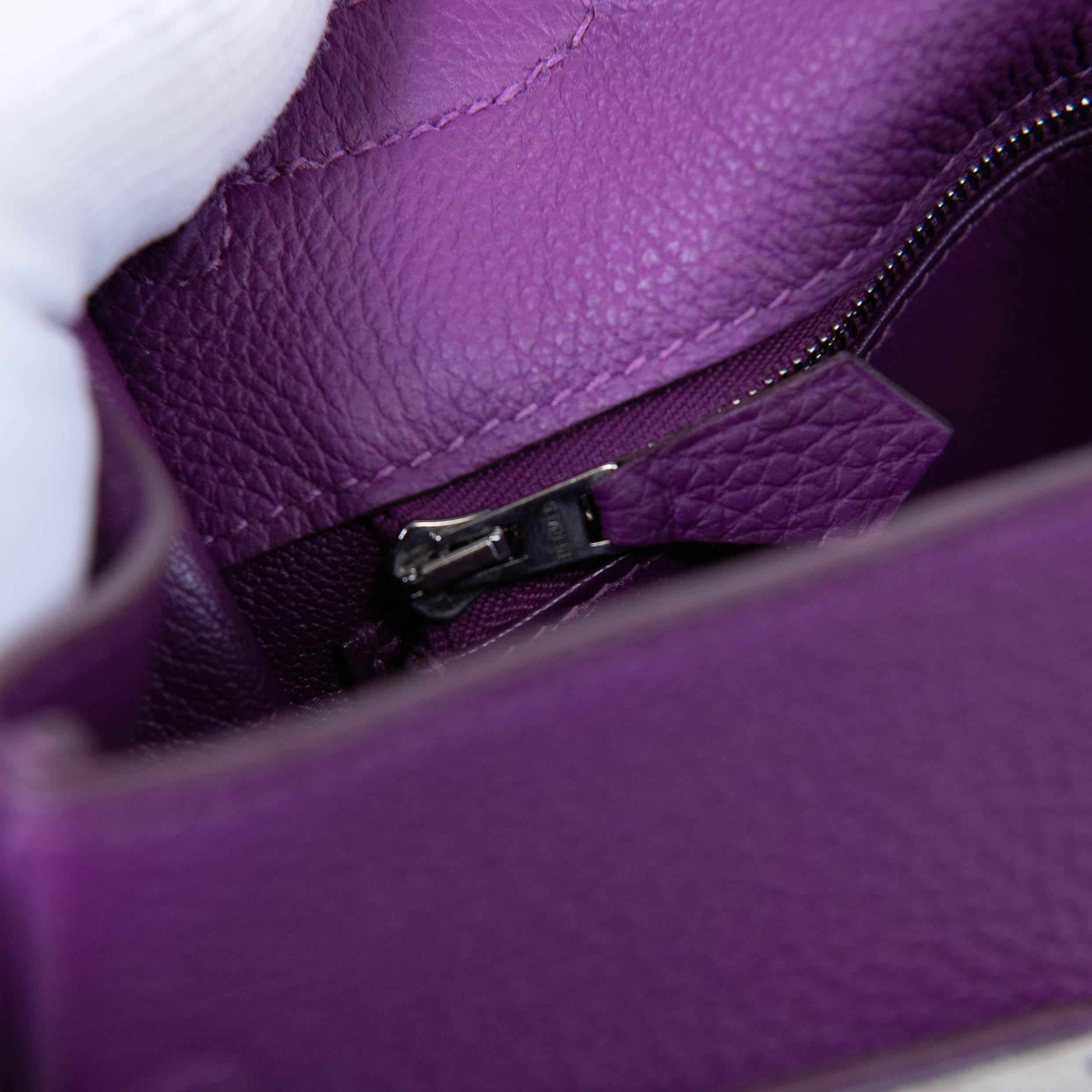 Hermès Kelly 35cm Clemence Borsa in pelle Retourne Ultraviolet Hardware Palladium in vendita 8