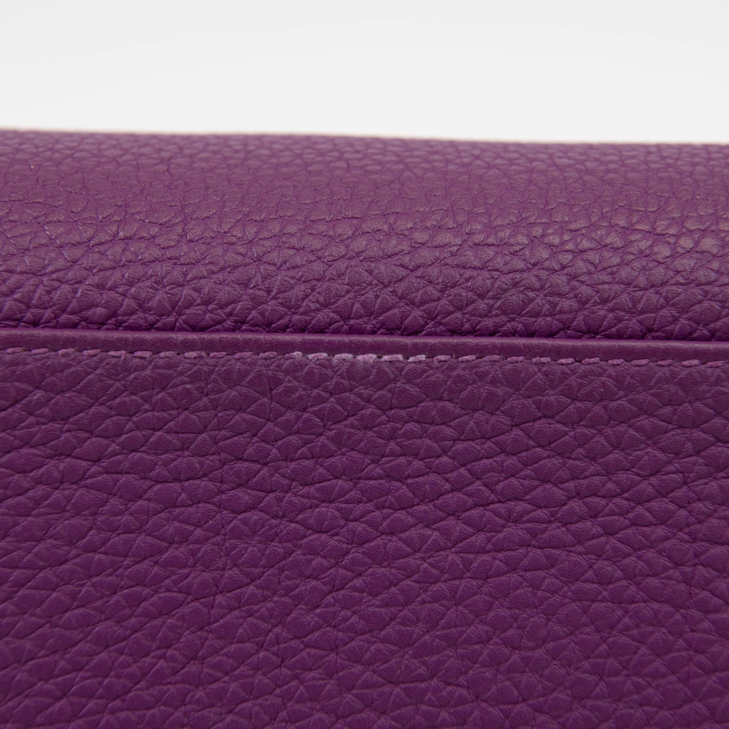 Hermès Kelly 35cm Clemence Borsa in pelle Retourne Ultraviolet Hardware Palladium in vendita 2