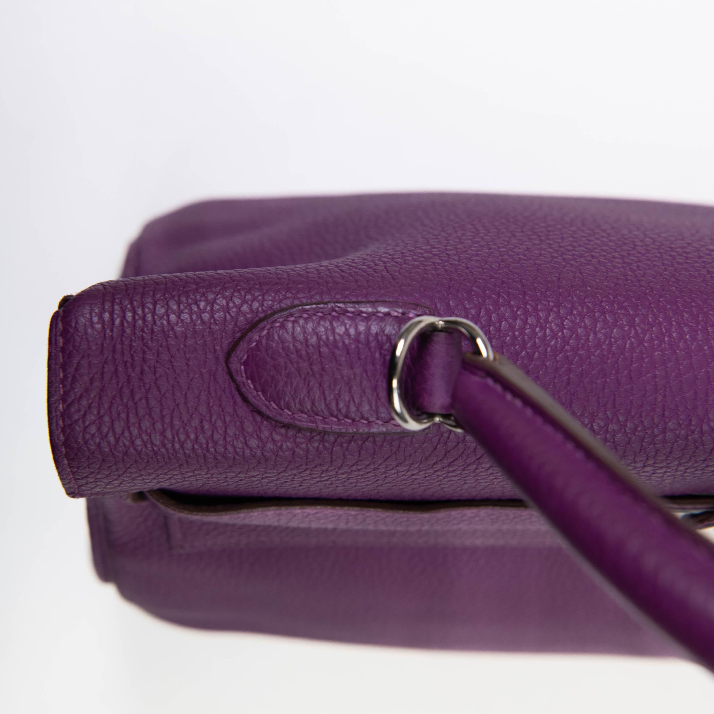 Hermès Kelly 35cm Clemence Borsa in pelle Retourne Ultraviolet Hardware Palladium in vendita 3