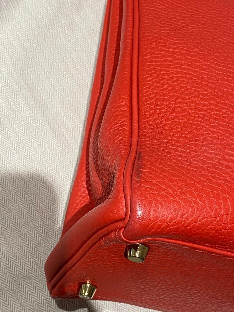 Hermès Kelly 35cm Clemence Rouge Tomate GHW For Sale 5