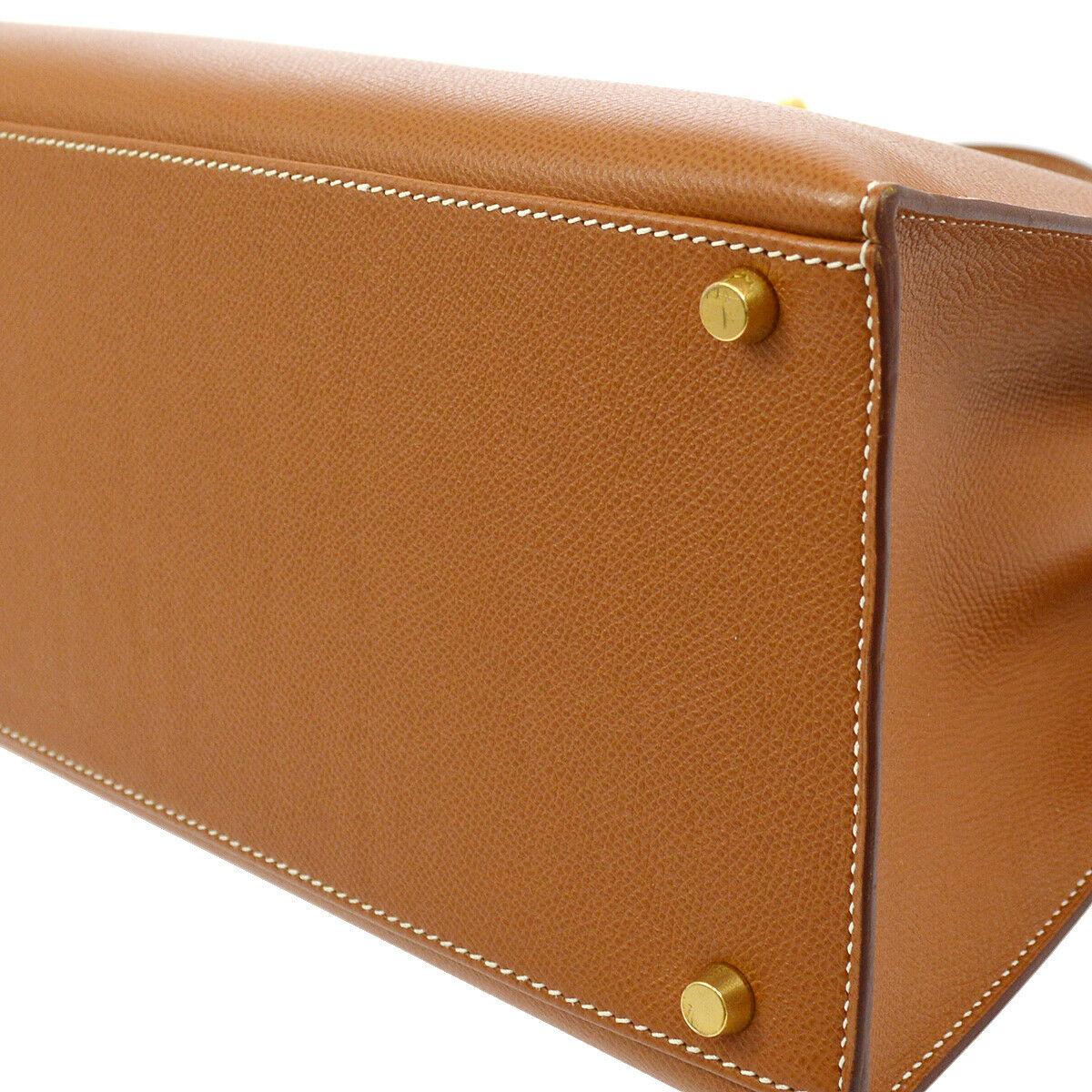 Women's Hermes Kelly 40 Cognac Leather Gold Top Handle Satchel Shoulder Tote Bag