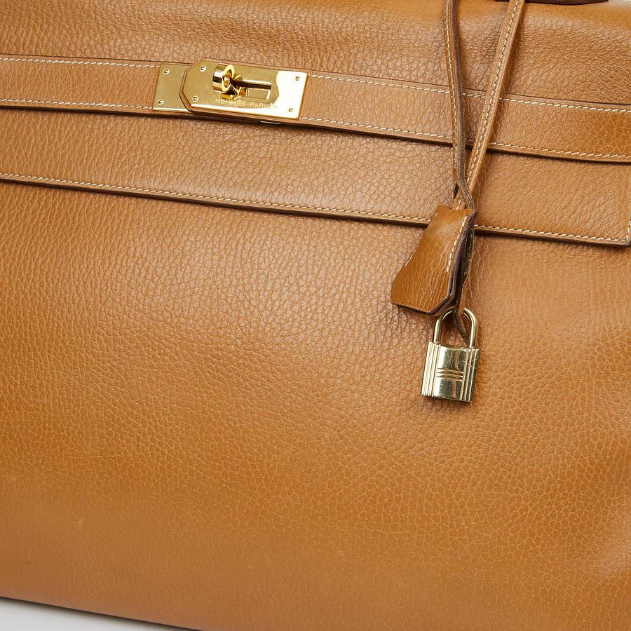 HERMES Kelly 40 Courchevel Gold Leather Bag 6