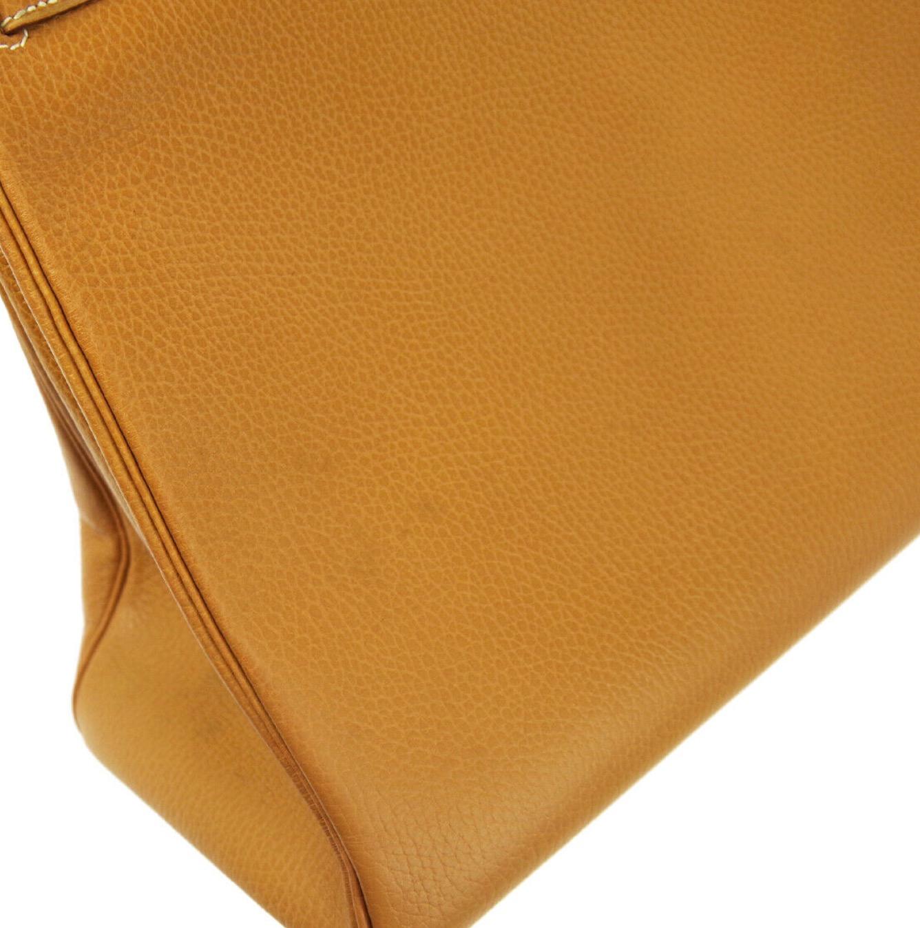 Brown Hermes Kelly 40 Mustard Leather Top Handle Satchel Carryall Tote Flap Bag