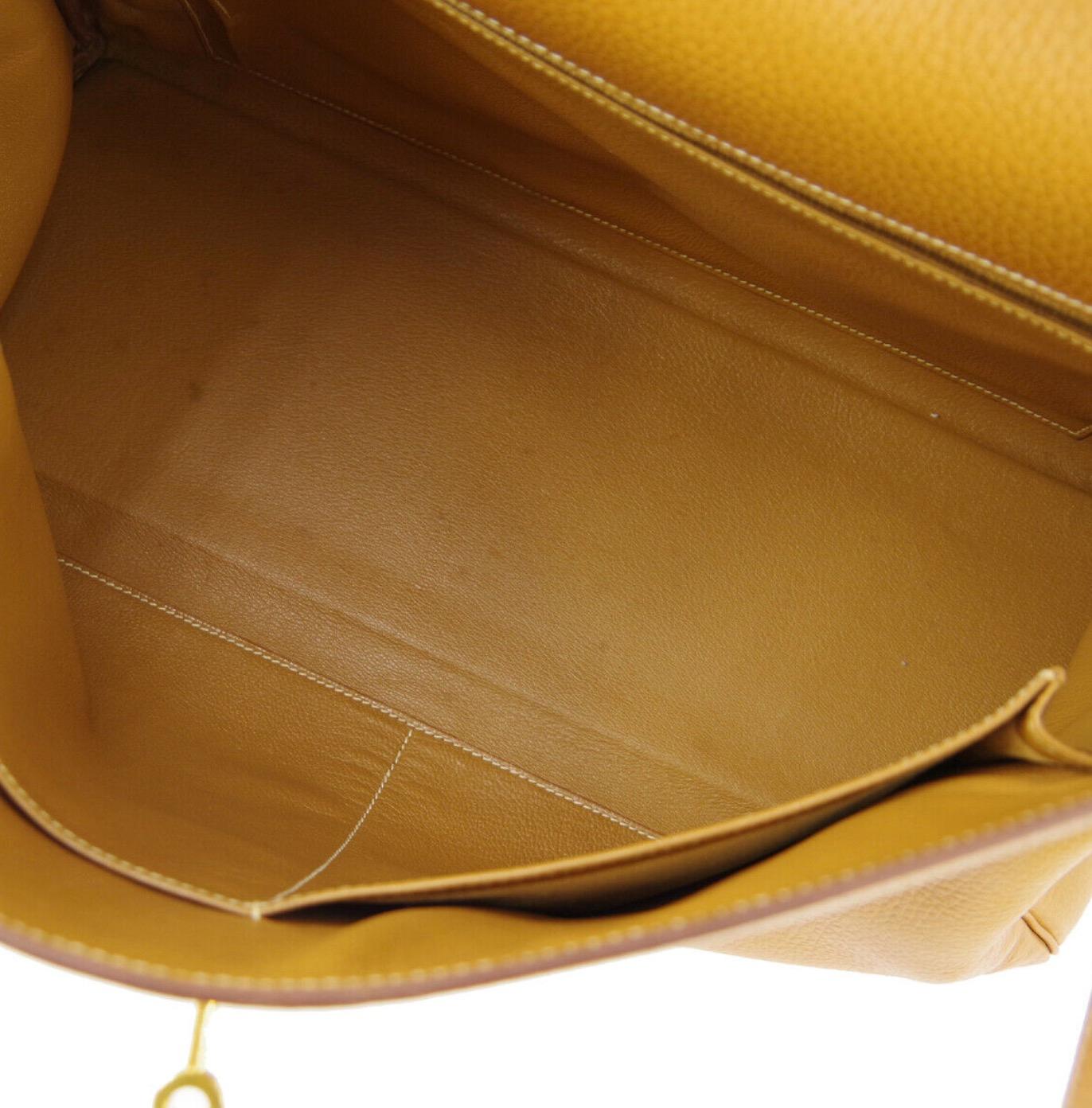 Hermes Kelly 40 Mustard Leather Top Handle Satchel Carryall Tote Flap Bag 2