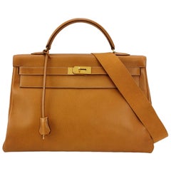Hermes Kelly 40 Retourne Gold Togo Leather Gold Hardware 1993
