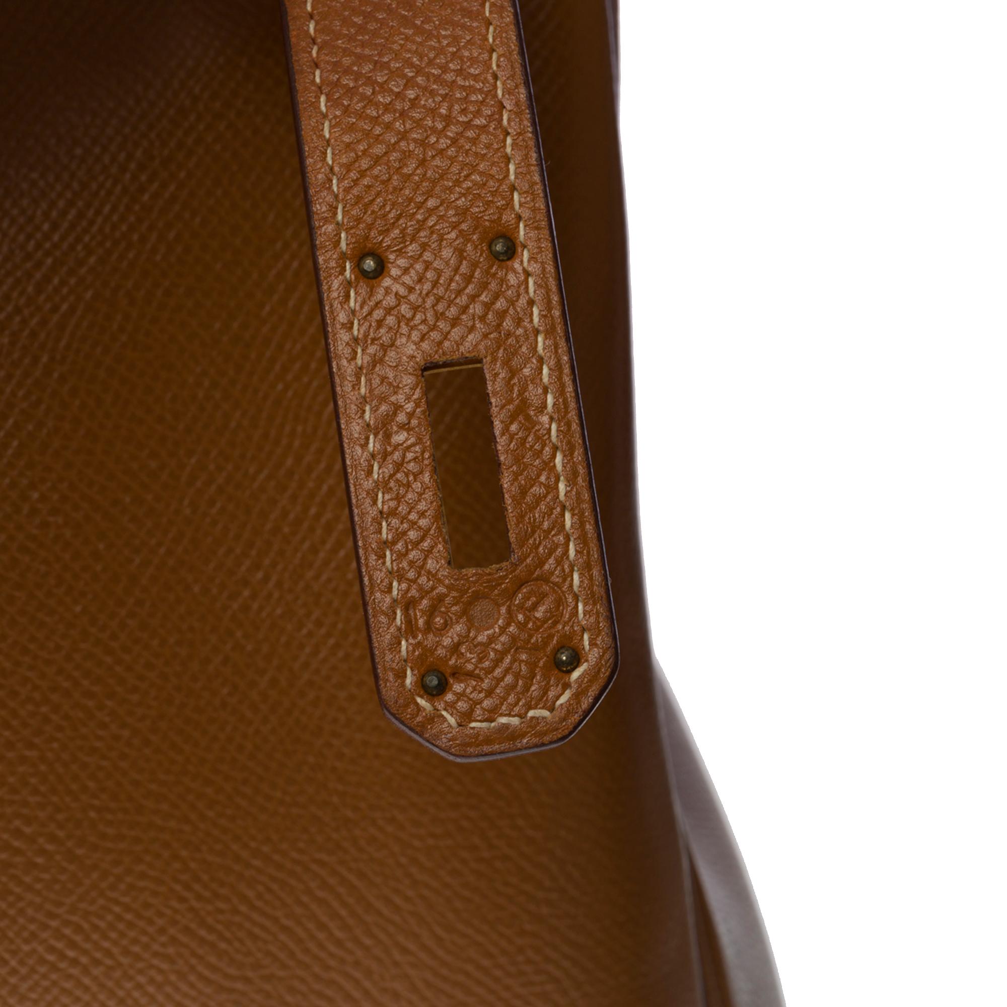 Hermes Kelly 40 retourne handbag strap in Gold Courchevel leather, GHW 1