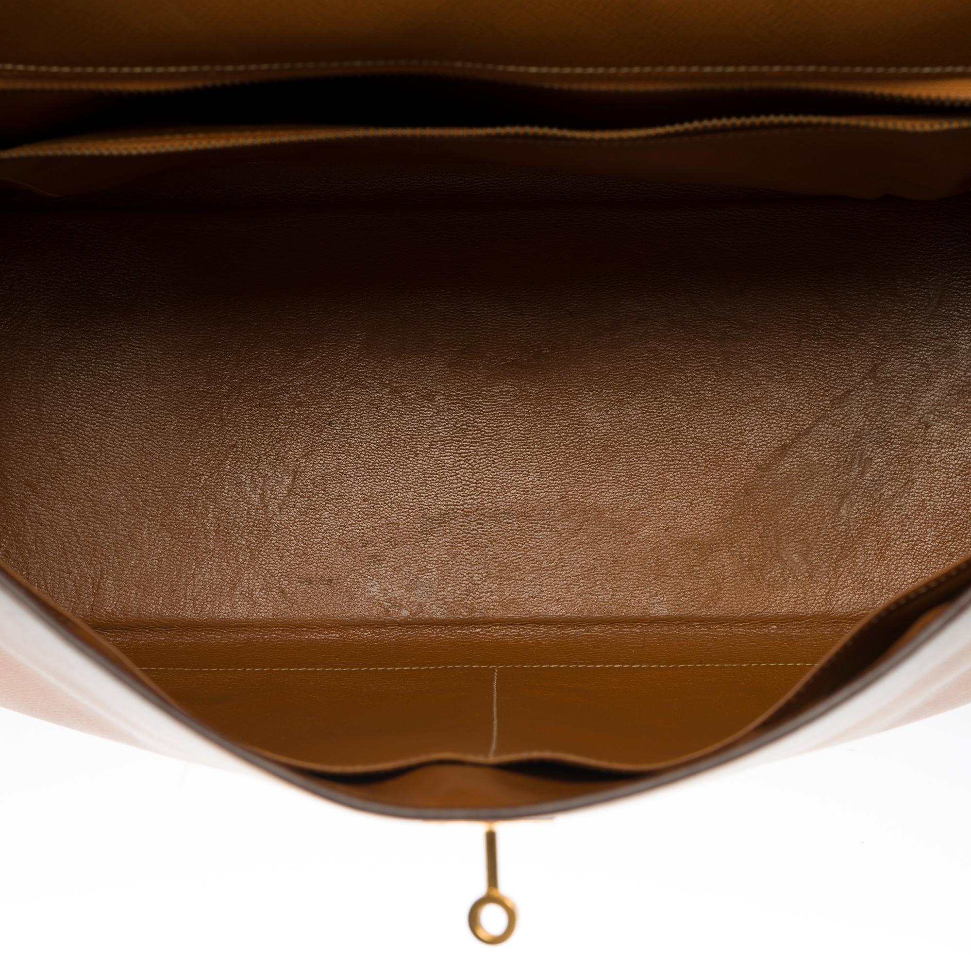 Hermes Kelly 40 retourne handbag strap in Gold Courchevel leather, GHW 2