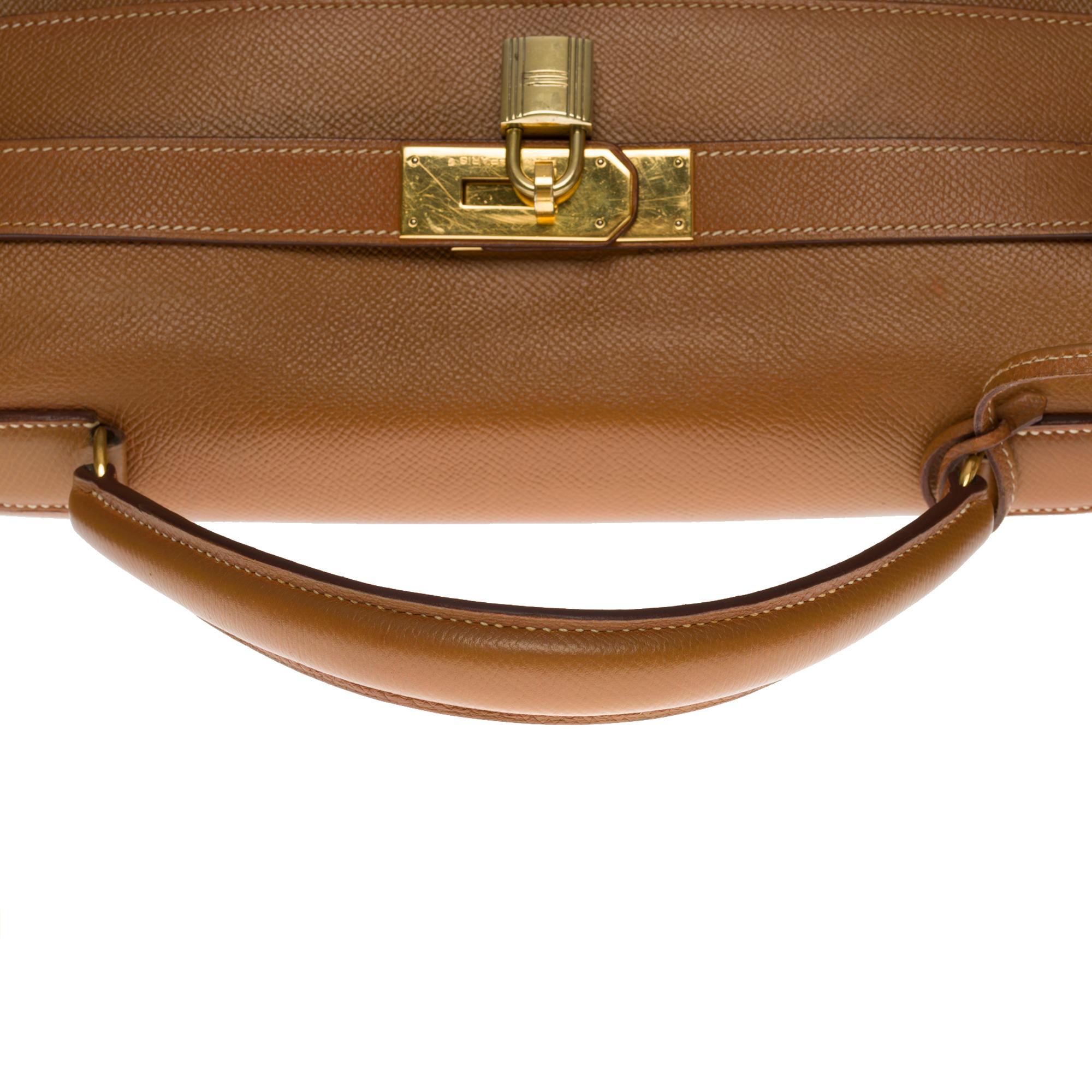 Hermes Kelly 40 retourne handbag strap in Gold Courchevel leather, GHW 3