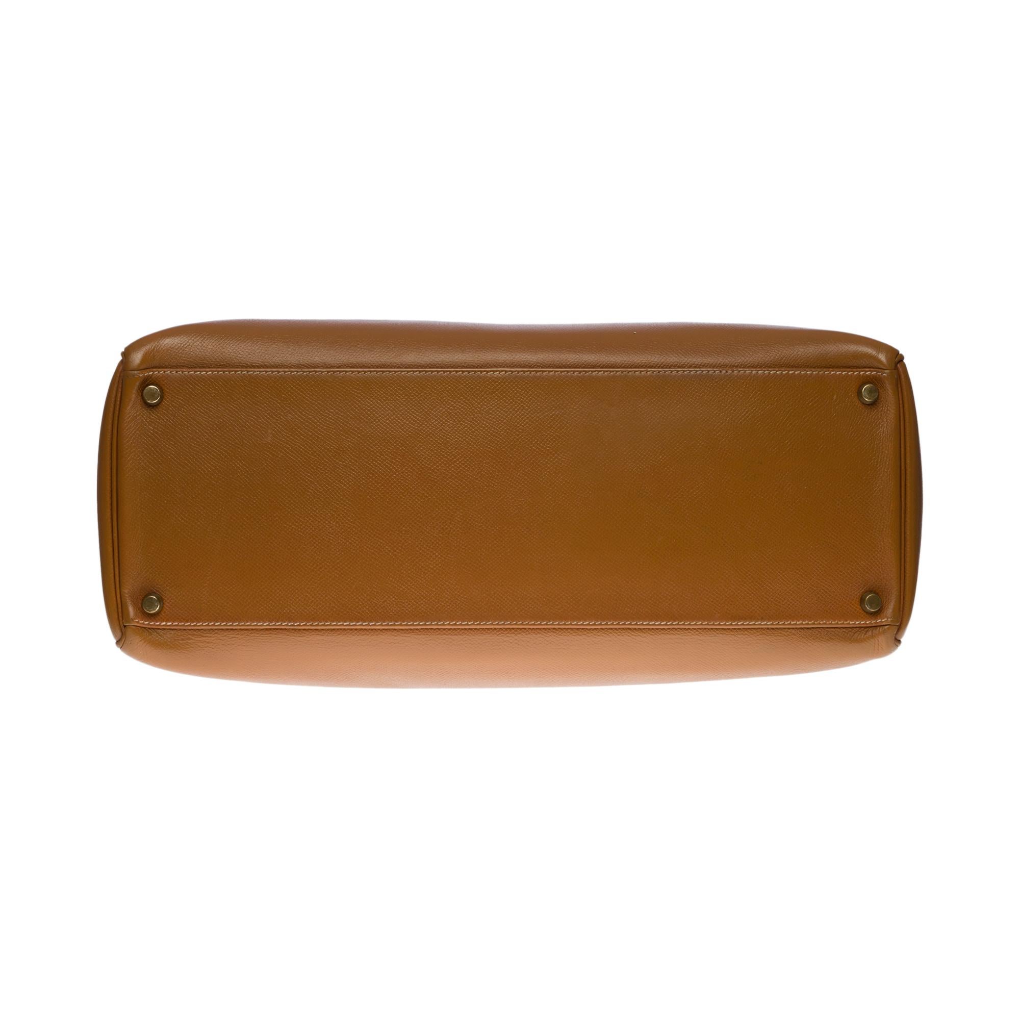 Hermes Kelly 40 retourne handbag strap in Gold Courchevel leather, GHW 4