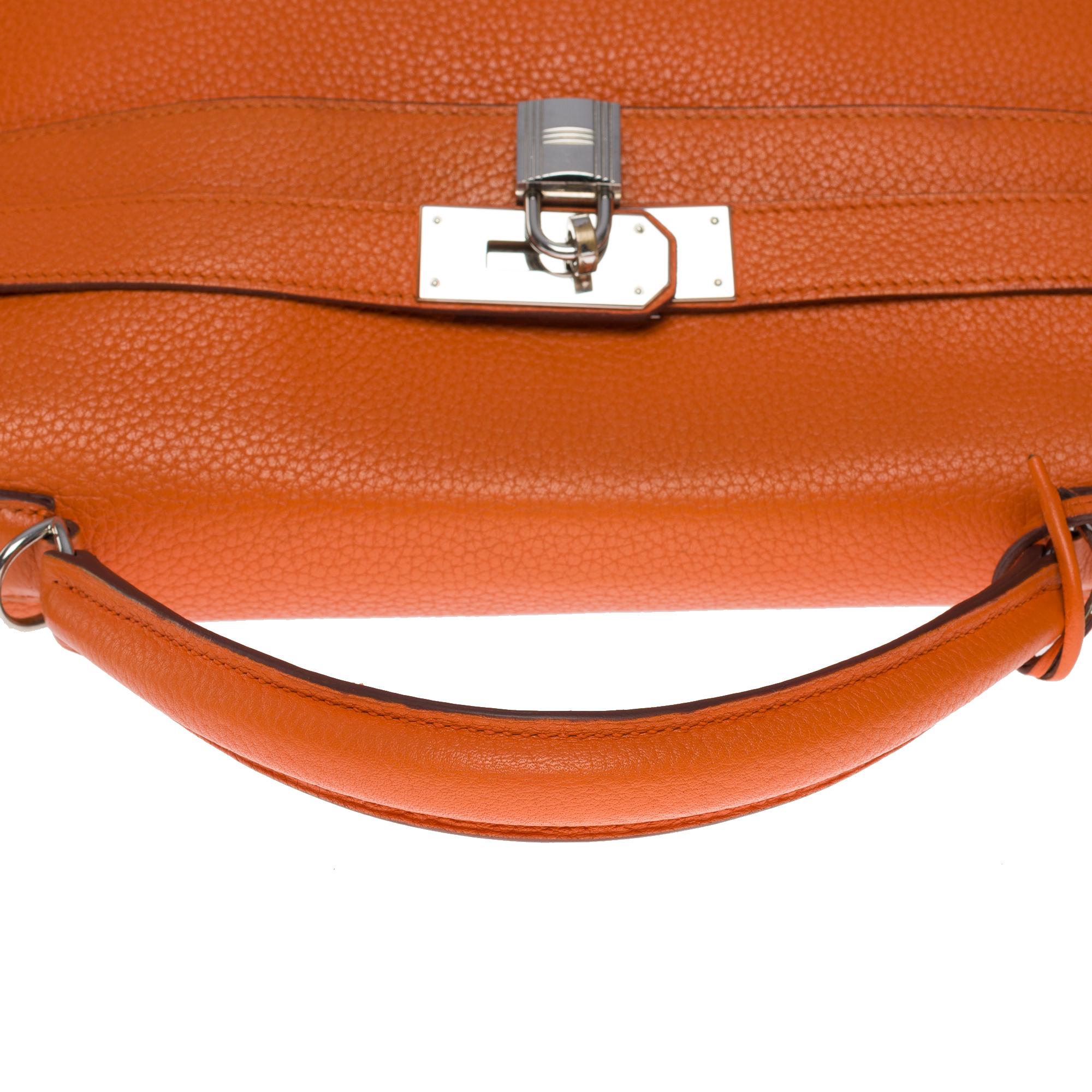 Hermes Kelly 40 retourne handbag strap in Orange Togo leather, SHW 6