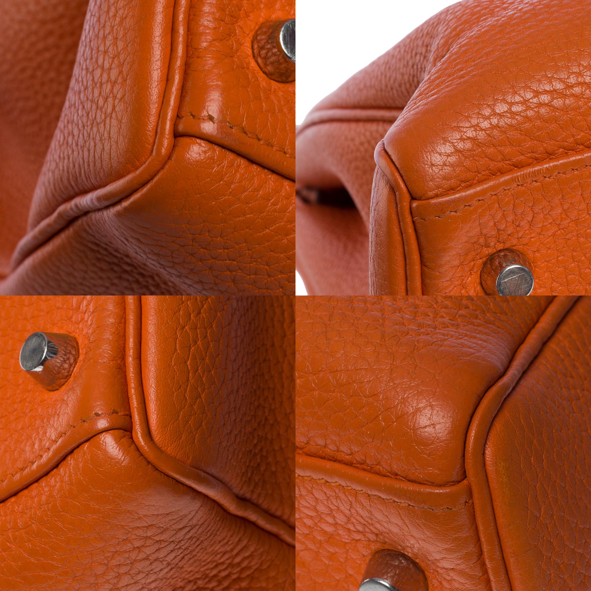 Hermes Kelly 40 retourne handbag strap in Orange Togo leather, SHW 8