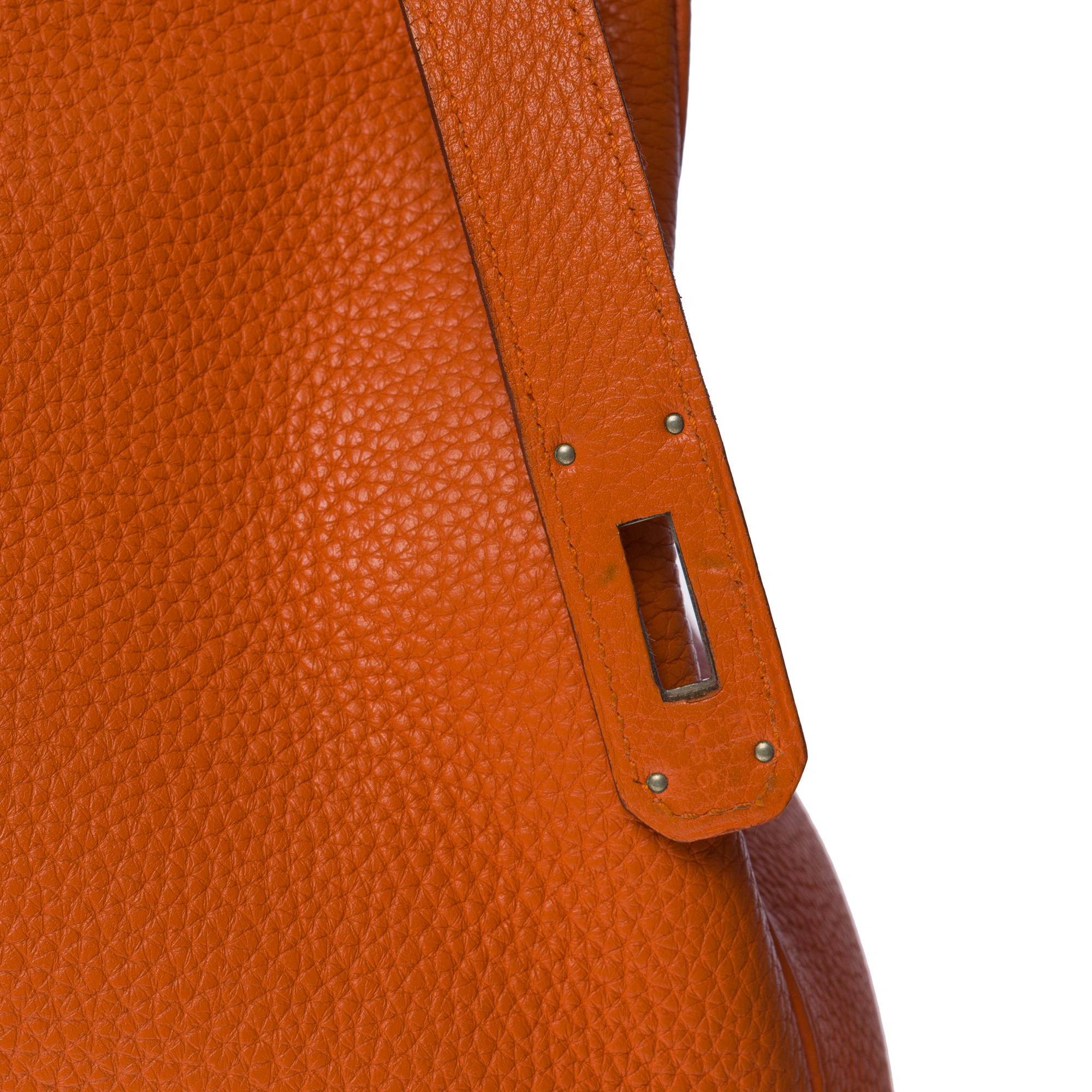 Hermes Kelly 40 retourne handbag strap in Orange Togo leather, SHW 4