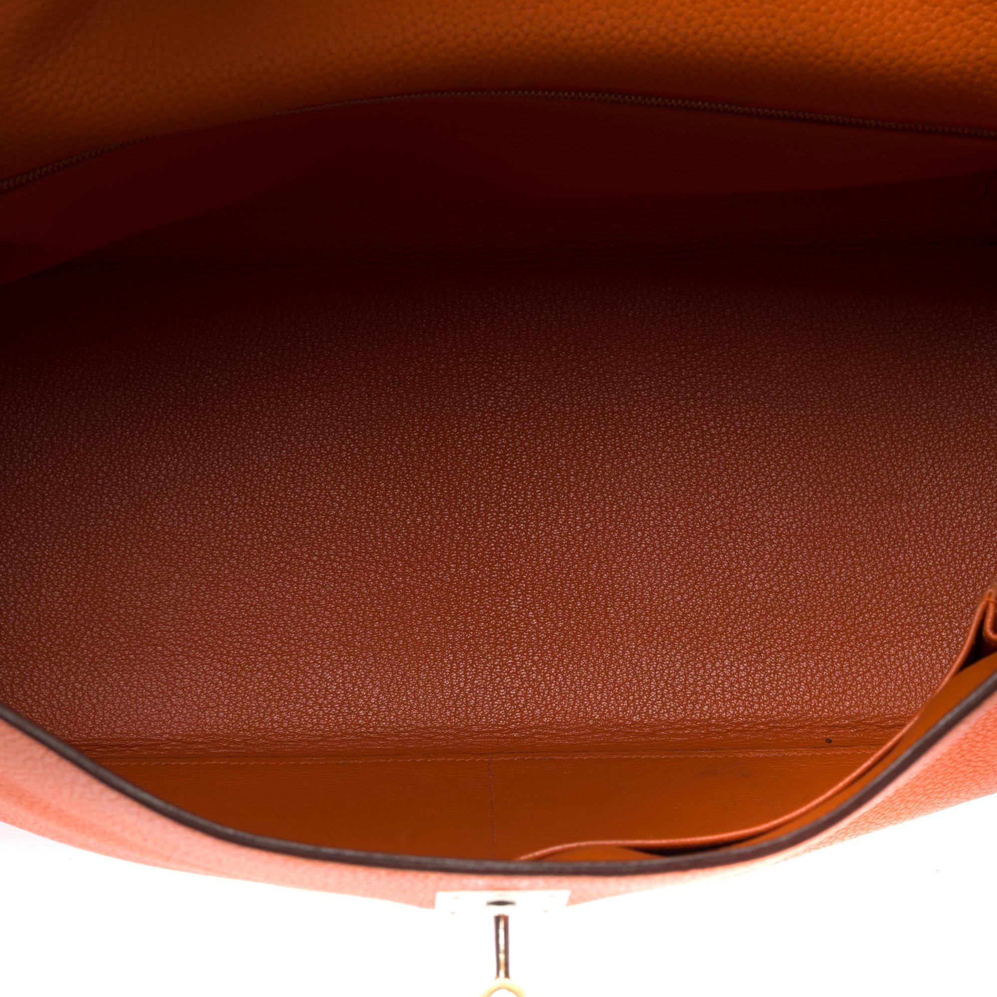 Hermes Kelly 40 retourne handbag strap in Orange Togo leather, SHW 5