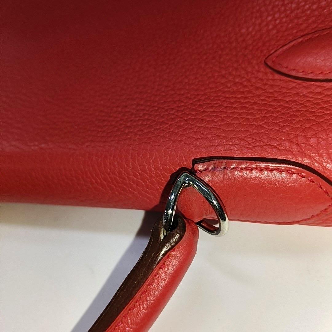 Hermes Kelly 40 Rose Jaipur Clemence Retourne Silver Hardware 2010 en vente 11